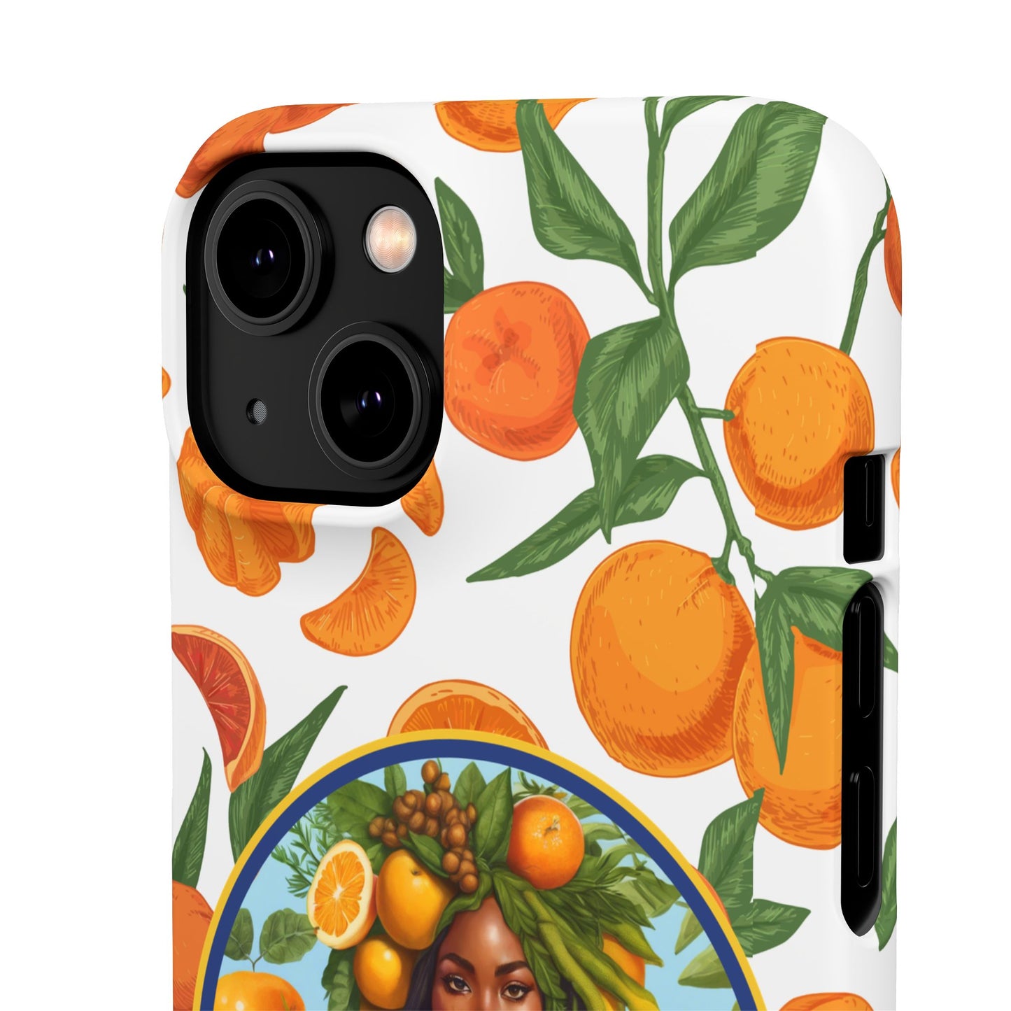 100% Organic Orange Plant Garden Snap Phone Case with Black Woman, Veggie Chic for Androids and iPhone models
