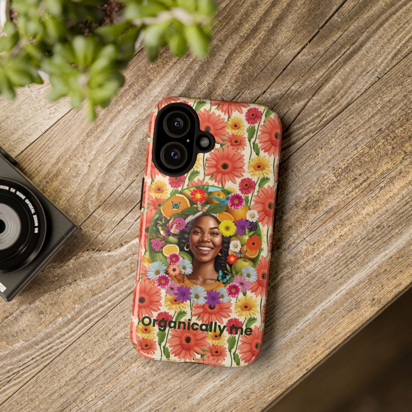 Organically Me A Joy Daisy & Plant Garden: Tough iPhone 16 Case with Eco Garden Plant Vibe Design and Black Woman