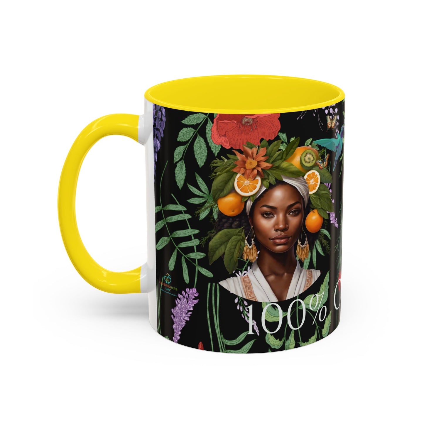 100% Organic Black Jungle Plant Garden Vegan Ceramic Plant Mug with (11oz) 8 Color Combos Double-Side Design