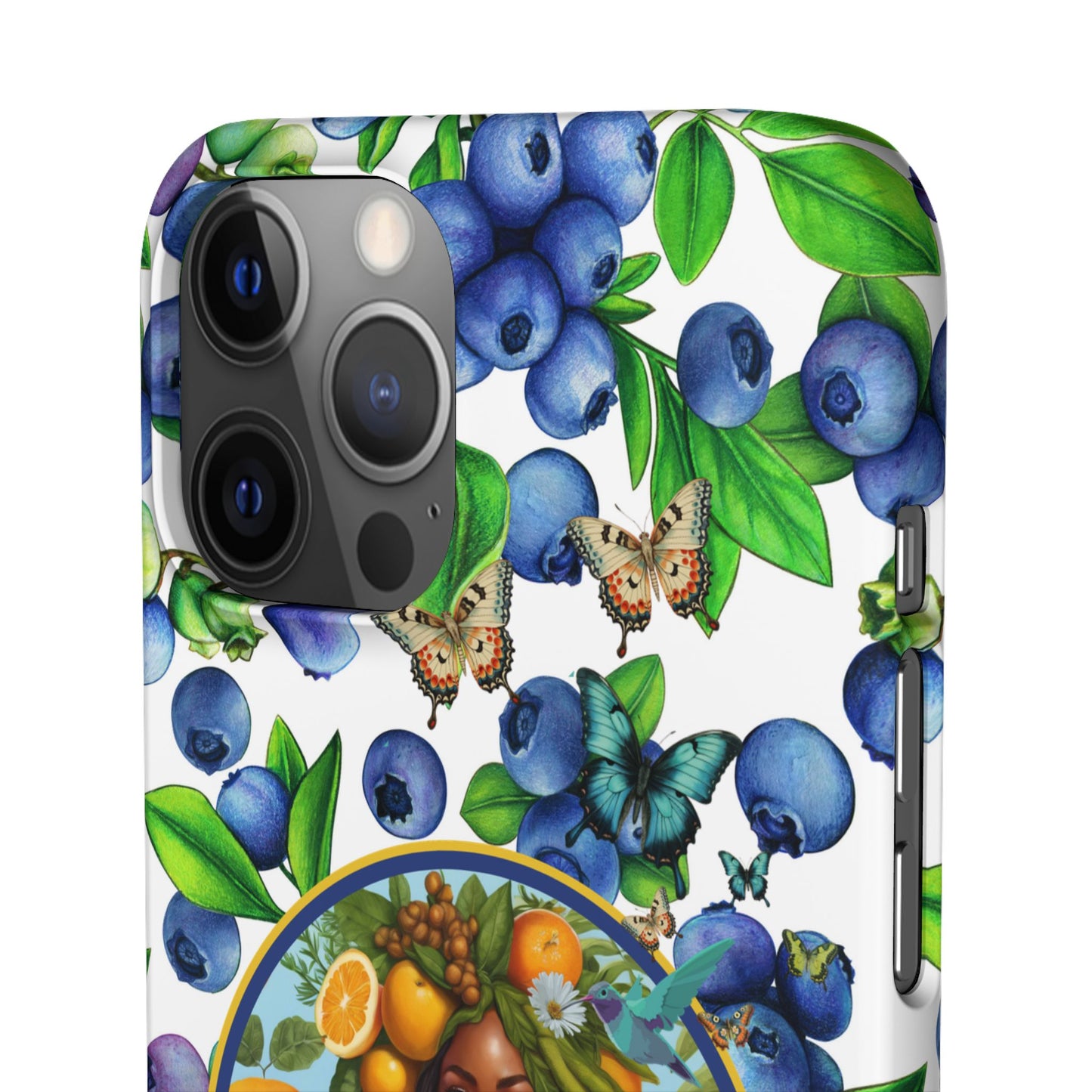 Organically Me Blueberry Plant B Garden Snap Phone Case with Black Woman, for iPhone and Android
