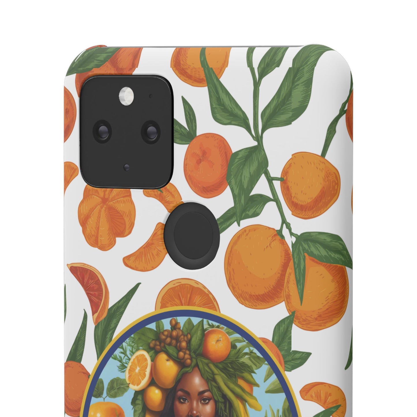 100% Organic Orange Plant Garden Snap Phone Case with Black Woman, Veggie Chic for Androids and iPhone models