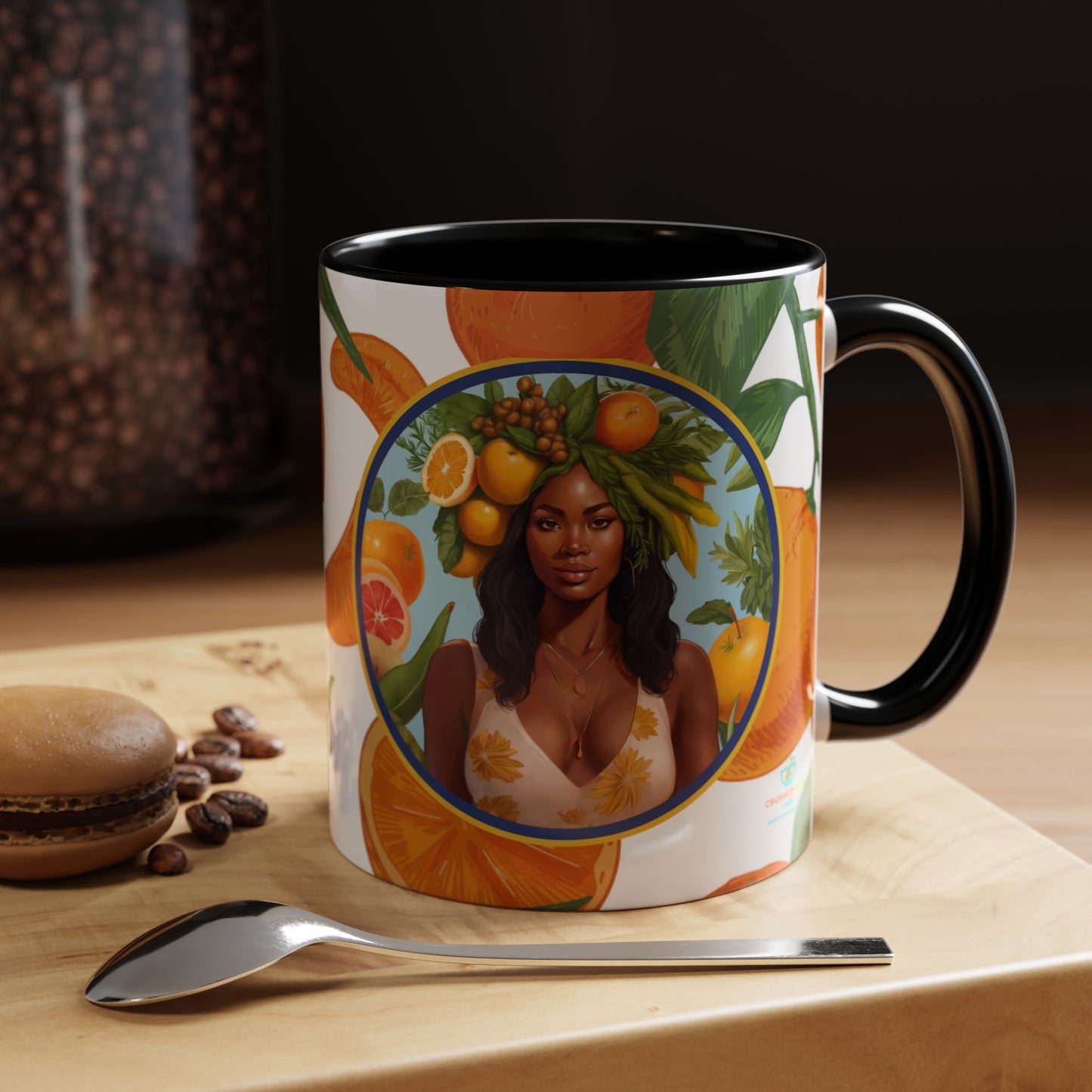 100% Organic Orange Plant Garden Vegan Ceramic Plant Mug with Black woman (11oz) 8 Color Combos
