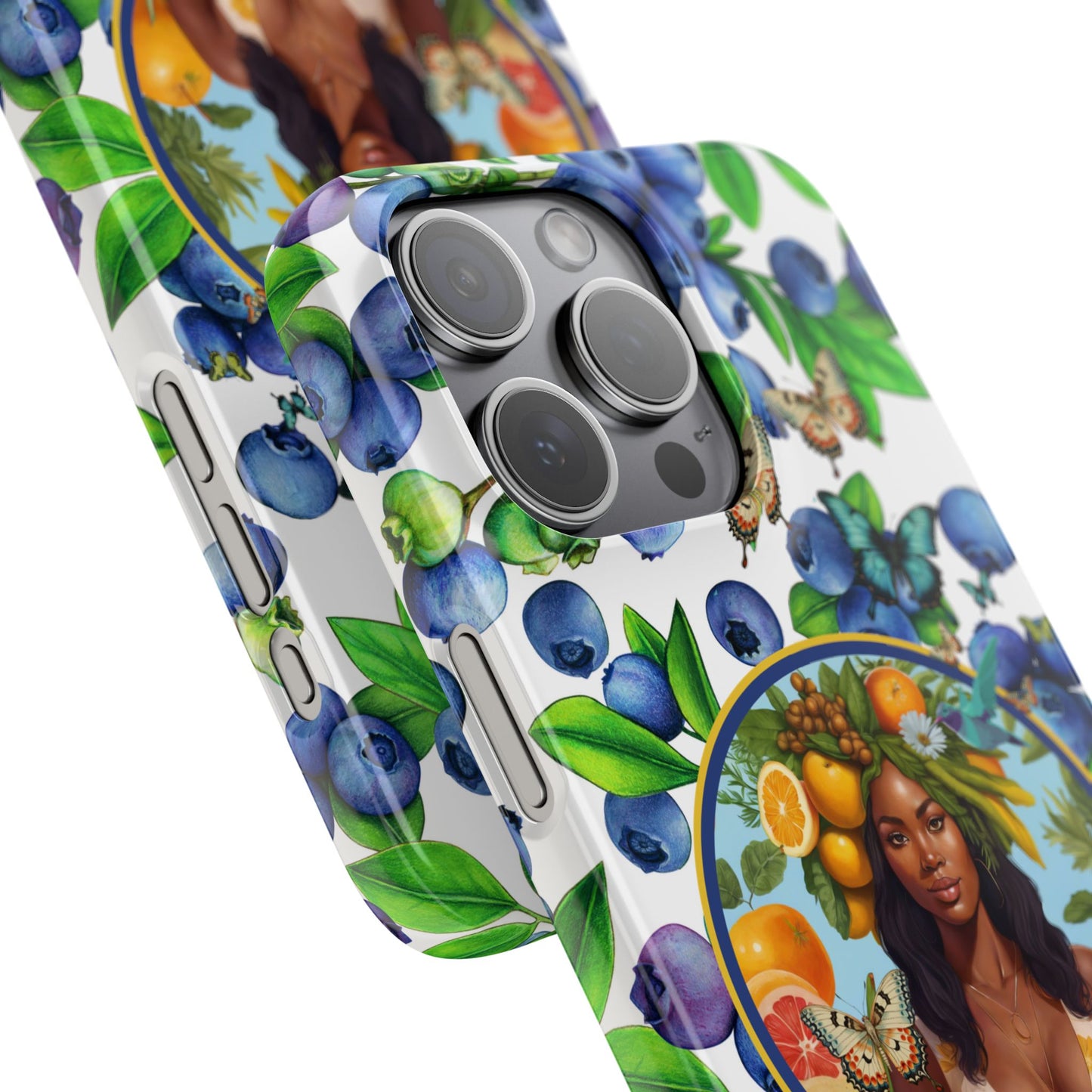 Organically Me Blueberry Plant B Garden Snap Phone Case with Black Woman, for iPhone and Android