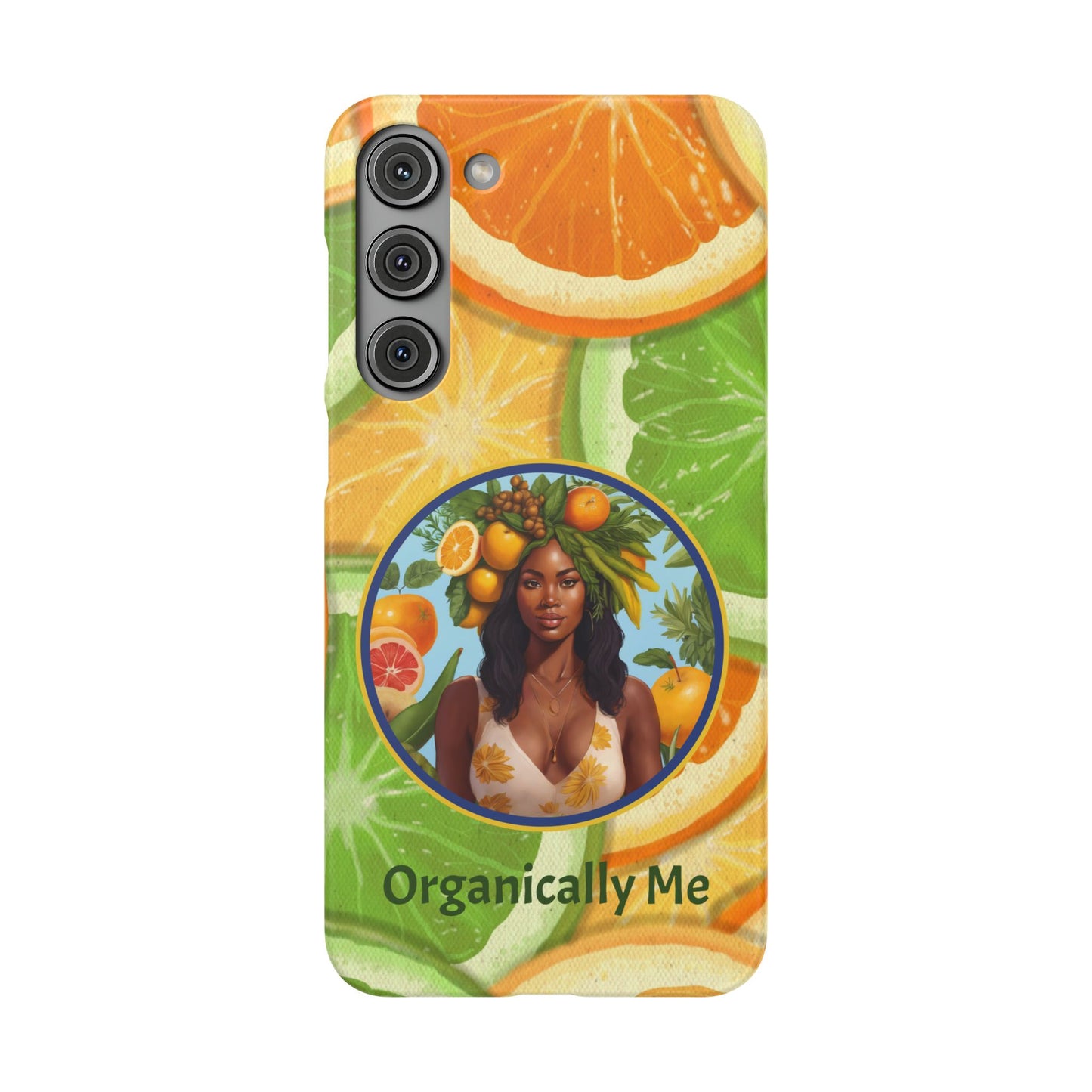Organically Me Citrus Fruits Garden Snap Phone Case with Black Woman, Veggie Chic for Androids and iPhone models
