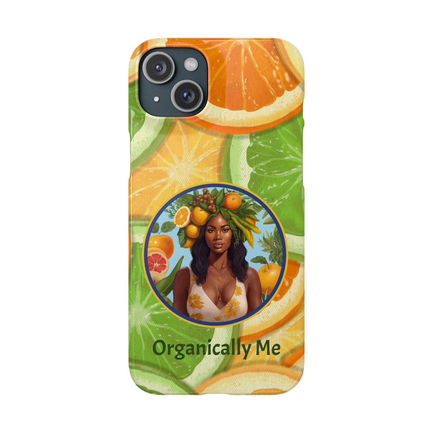 Organically Me Citrus Fruits Garden Snap Phone Case with Black Woman, Veggie Chic for Androids and iPhone models