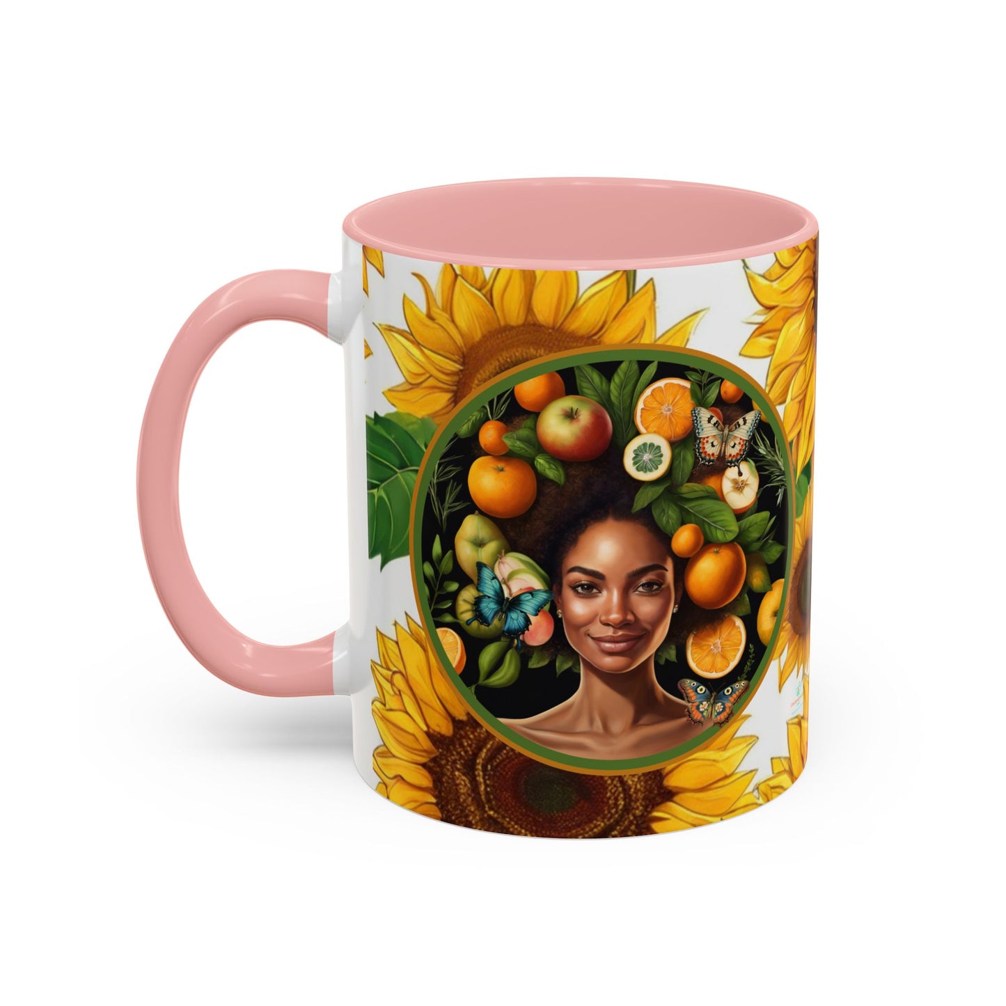 Organically Me Sunflower Plant Garden Vegan Ceramic Plant Mug with Black woman (11oz) 8 Color Combos
