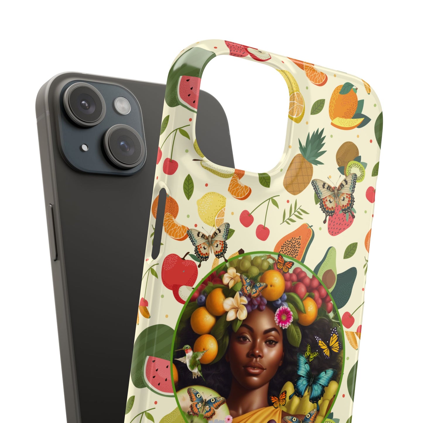 Organically Me Fruit & Veggie Queen Plant Garden Snap Phone Case with Black Woman, for iPhone and Android