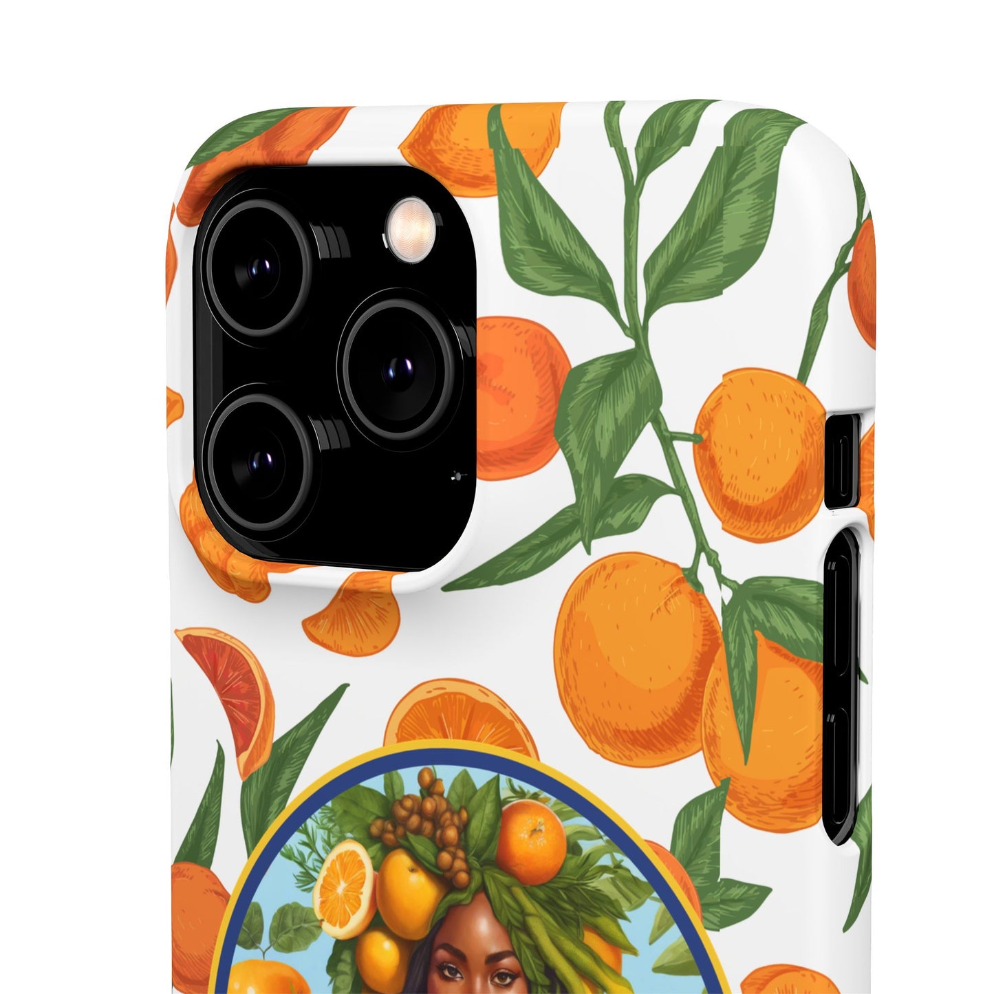 100% Organic Orange Plant Garden Snap Phone Case with Black Woman, Veggie Chic for Androids and iPhone models