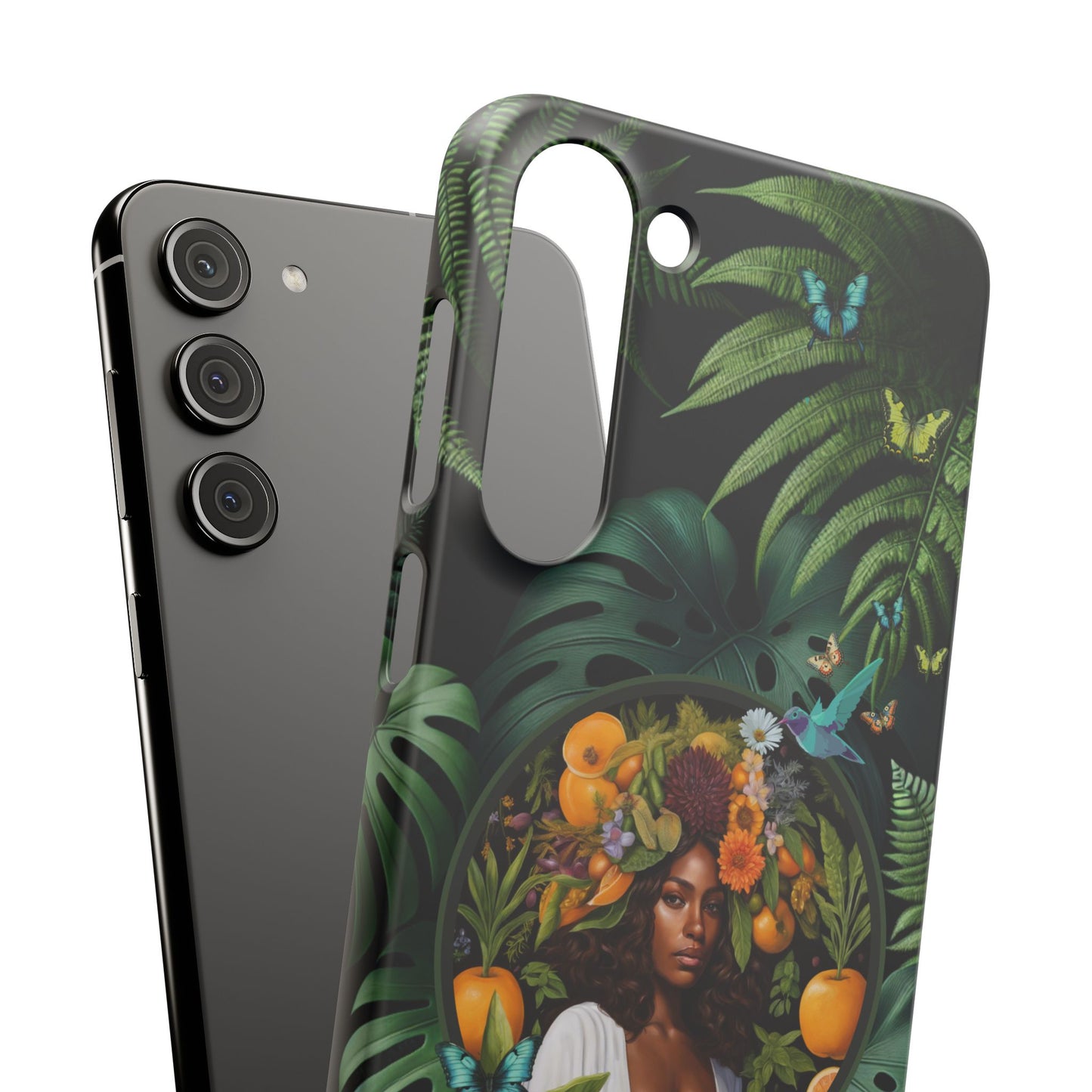 100% Organic A Fern Monstera Plant Garden Snap Phone Case with Black Woman, for iPhone and Android Models