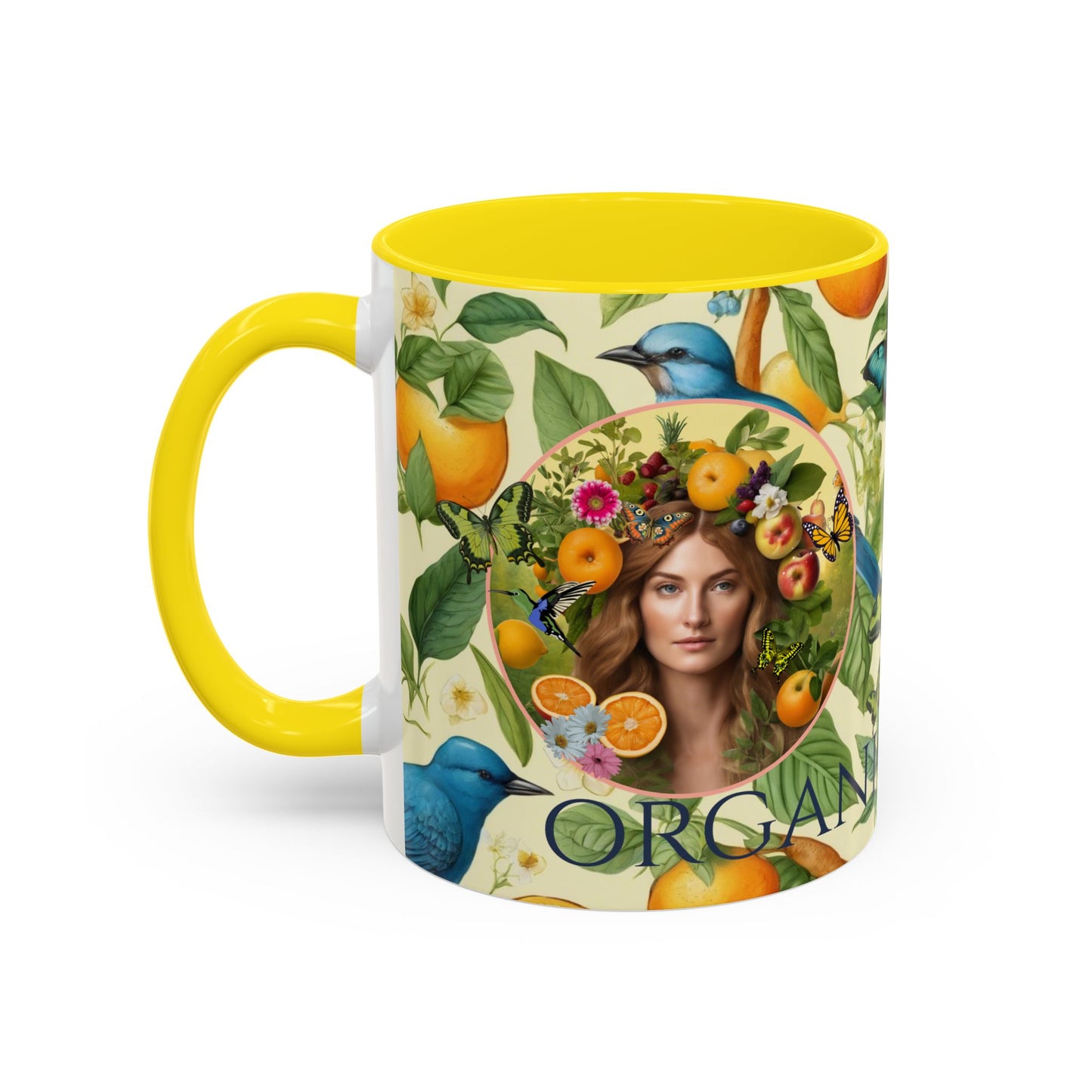 Organically Me A Lemon Bluebird Leda Plant Garden Vegan Ceramic Plant Mug with Black woman (11oz) 8 Color Combos
