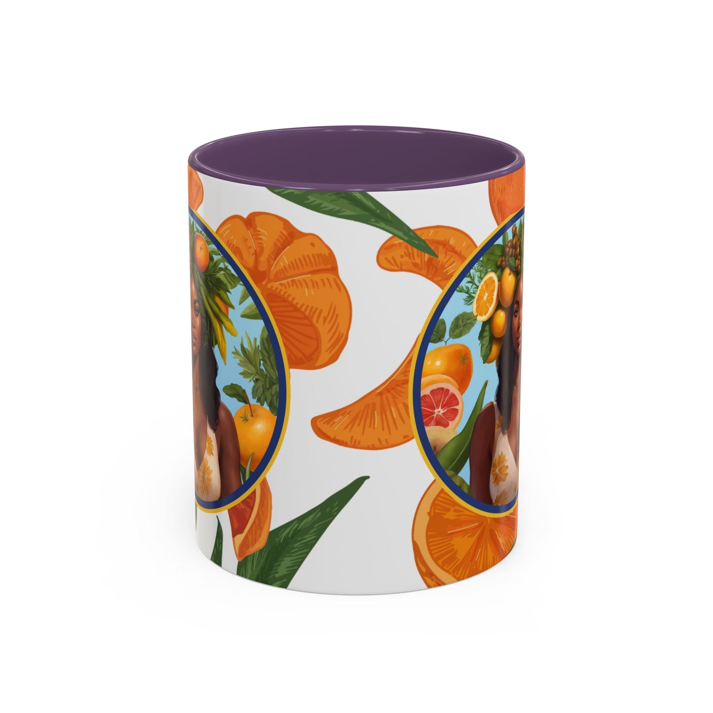 100% Organic Orange Plant Garden Vegan Ceramic Plant Mug with Black woman (11oz) 8 Color Combos