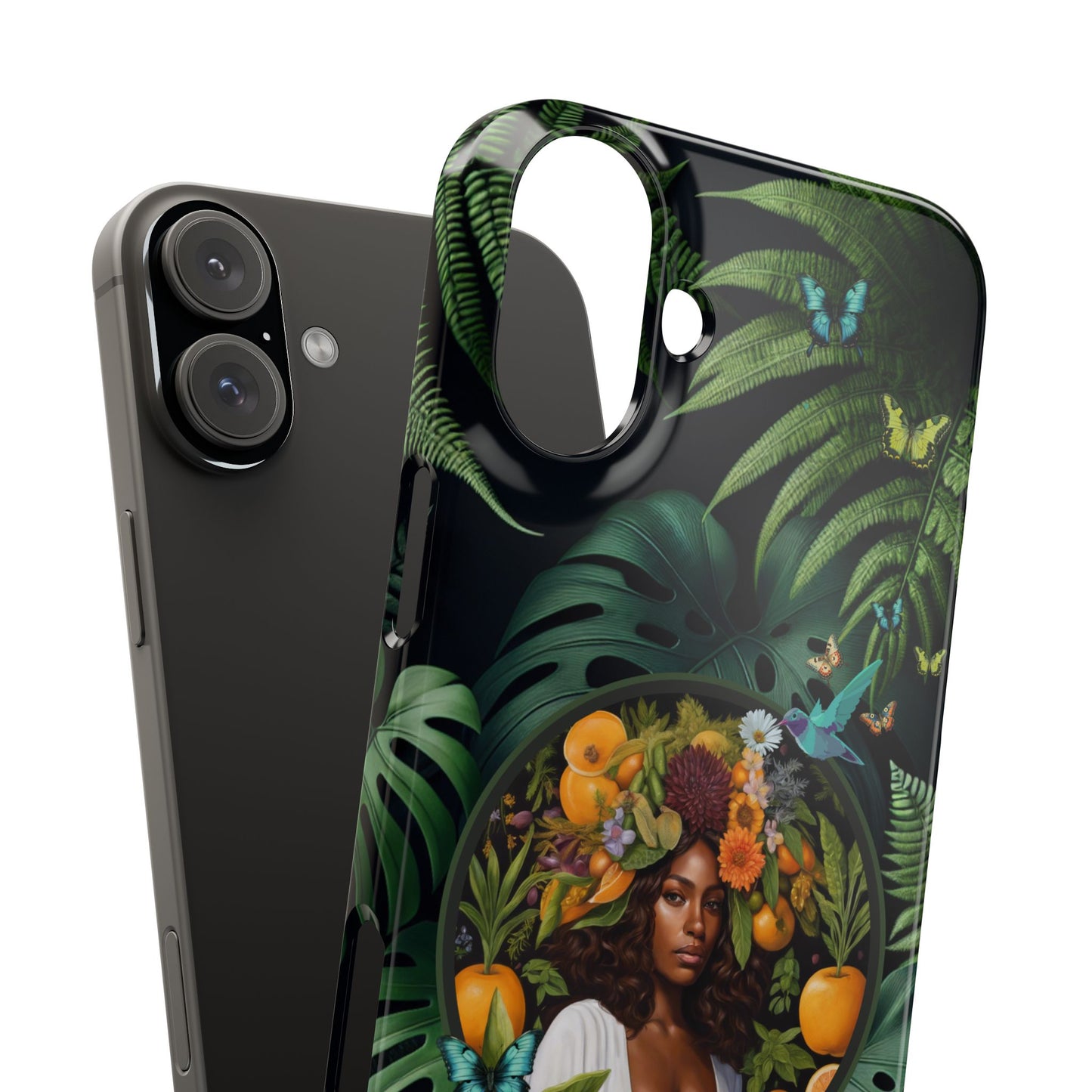 100% Organic A Fern Monstera Plant Garden Snap Phone Case with Black Woman, for iPhone and Android Models