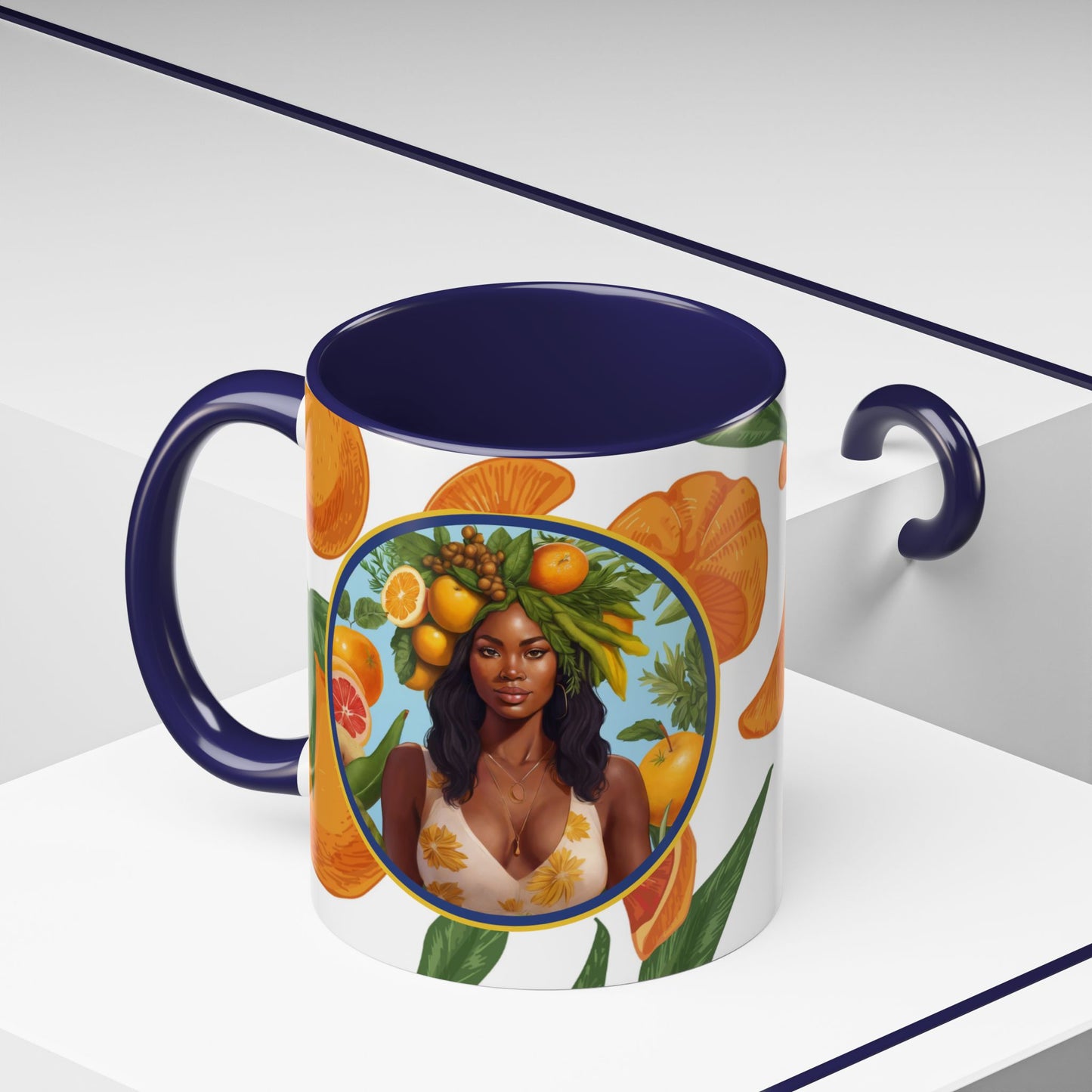 100% Organic Orange Plant Garden Vegan Ceramic Plant Mug with Black woman (11oz) 8 Color Combos