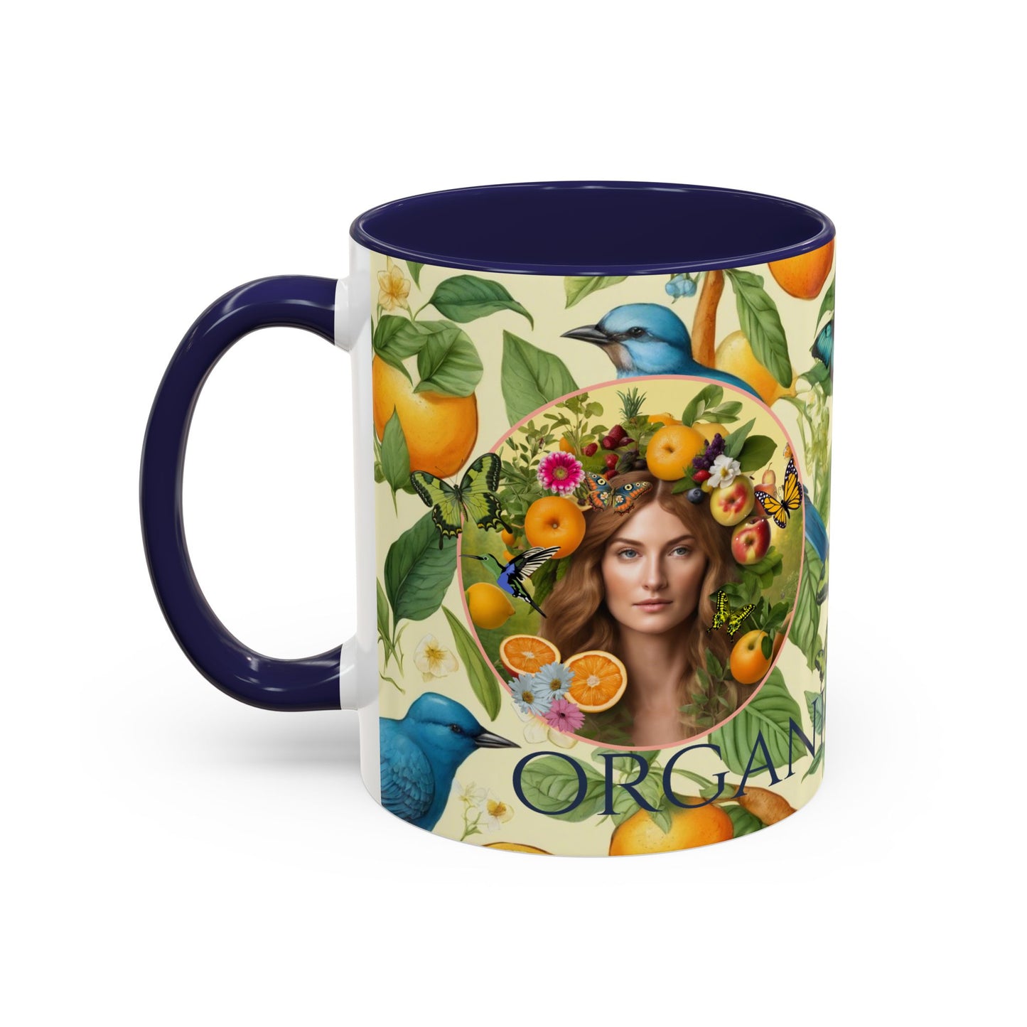 Organically Me A Lemon Bluebird Leda Plant Garden Vegan Ceramic Plant Mug with Black woman (11oz) 8 Color Combos
