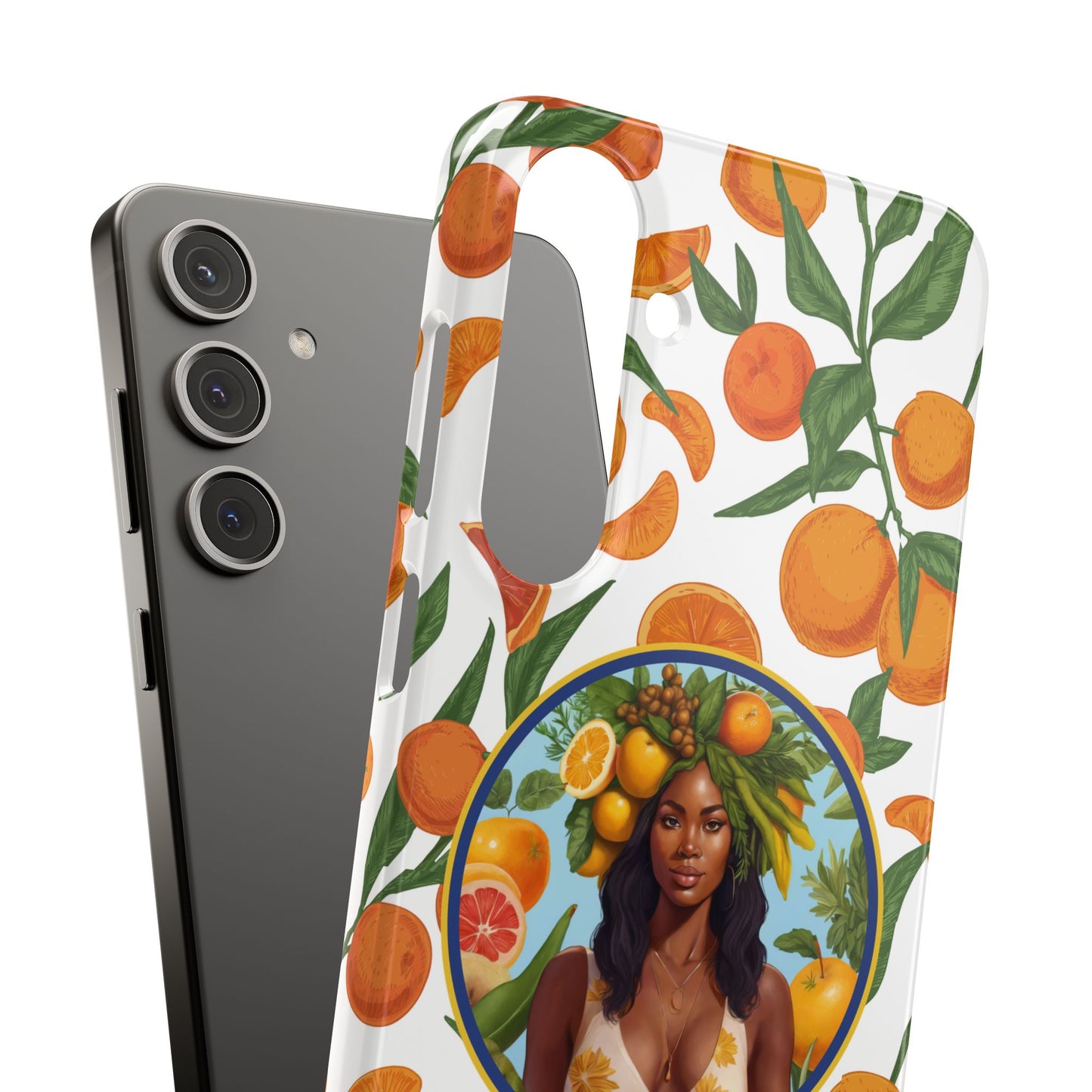 100% Organic Orange Plant Garden Snap Phone Case with Black Woman, Veggie Chic for Androids and iPhone models