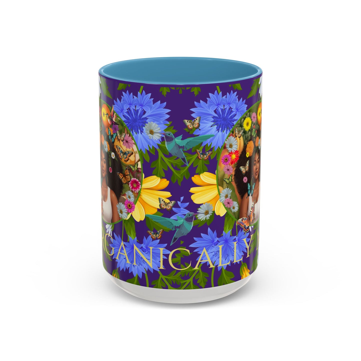 100% Organic Blue Gwen Plant Garden Vegan Ceramic Plant Mug with (11 or 15 oz) 8 Color Combos