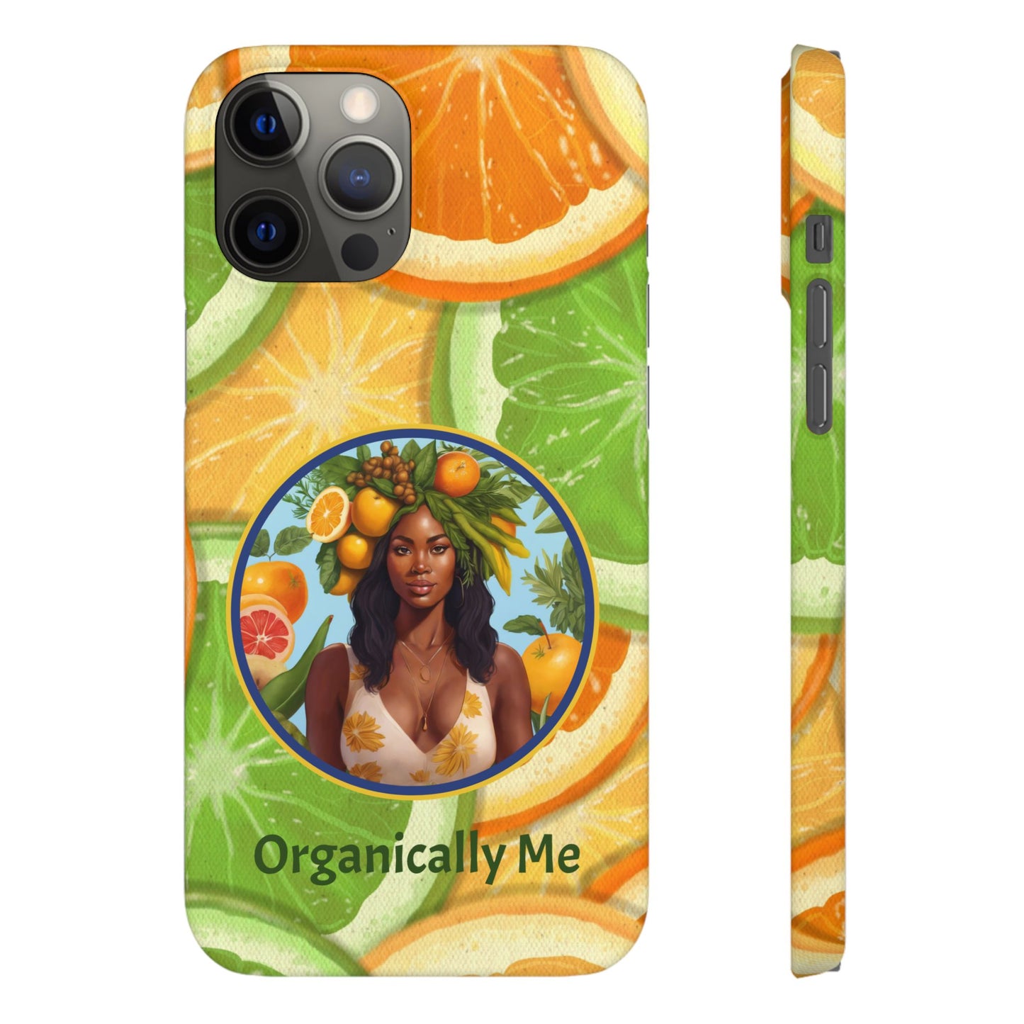 Organically Me Citrus Fruits Garden Snap Phone Case with Black Woman, Veggie Chic for Androids and iPhone models