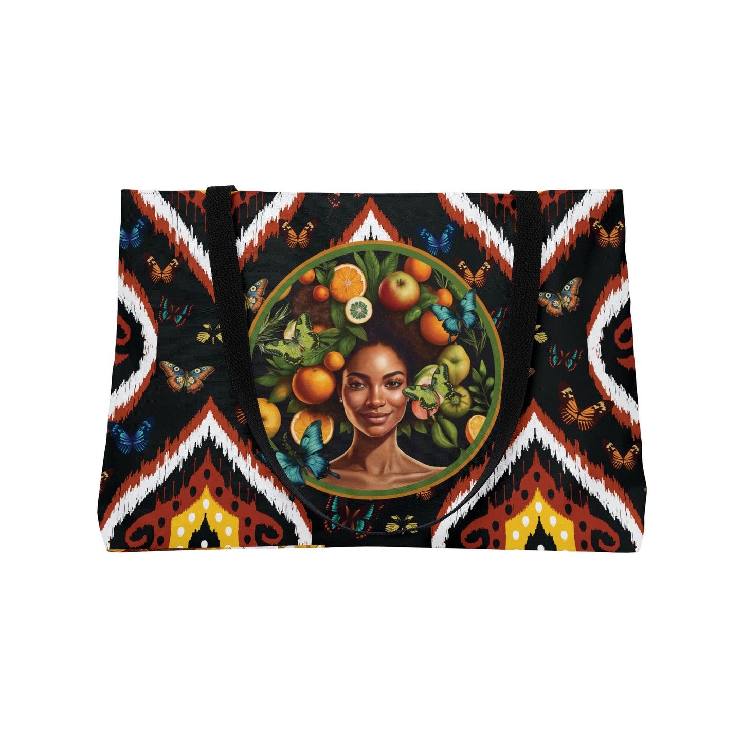 Organically Me B Tribal Butterfly Monarch Queen Karmon Garden & Plant-themed Weekender Tote Bag, workout bag, yoga bag