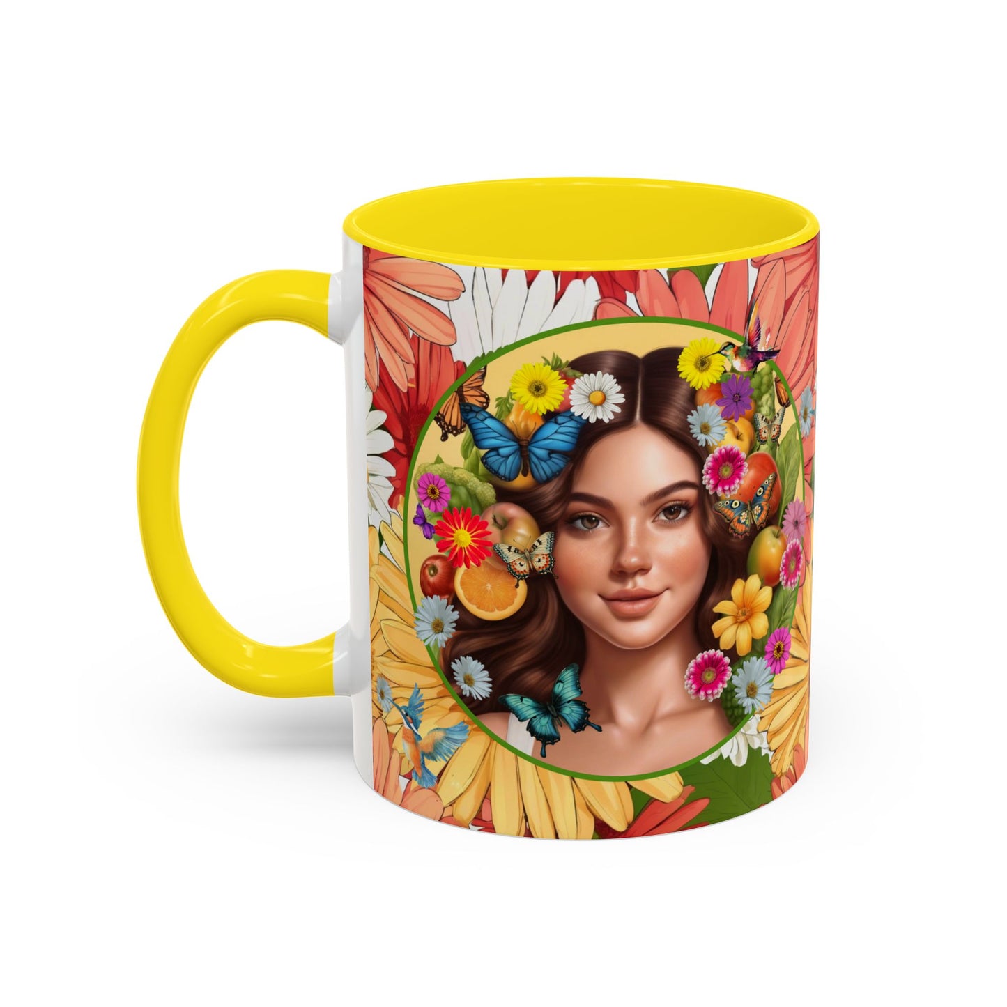 100% Organic Gerber Joy3 Plant Garden Vegan Ceramic Plant Mug with Woman (11oz) 8 Color Combos