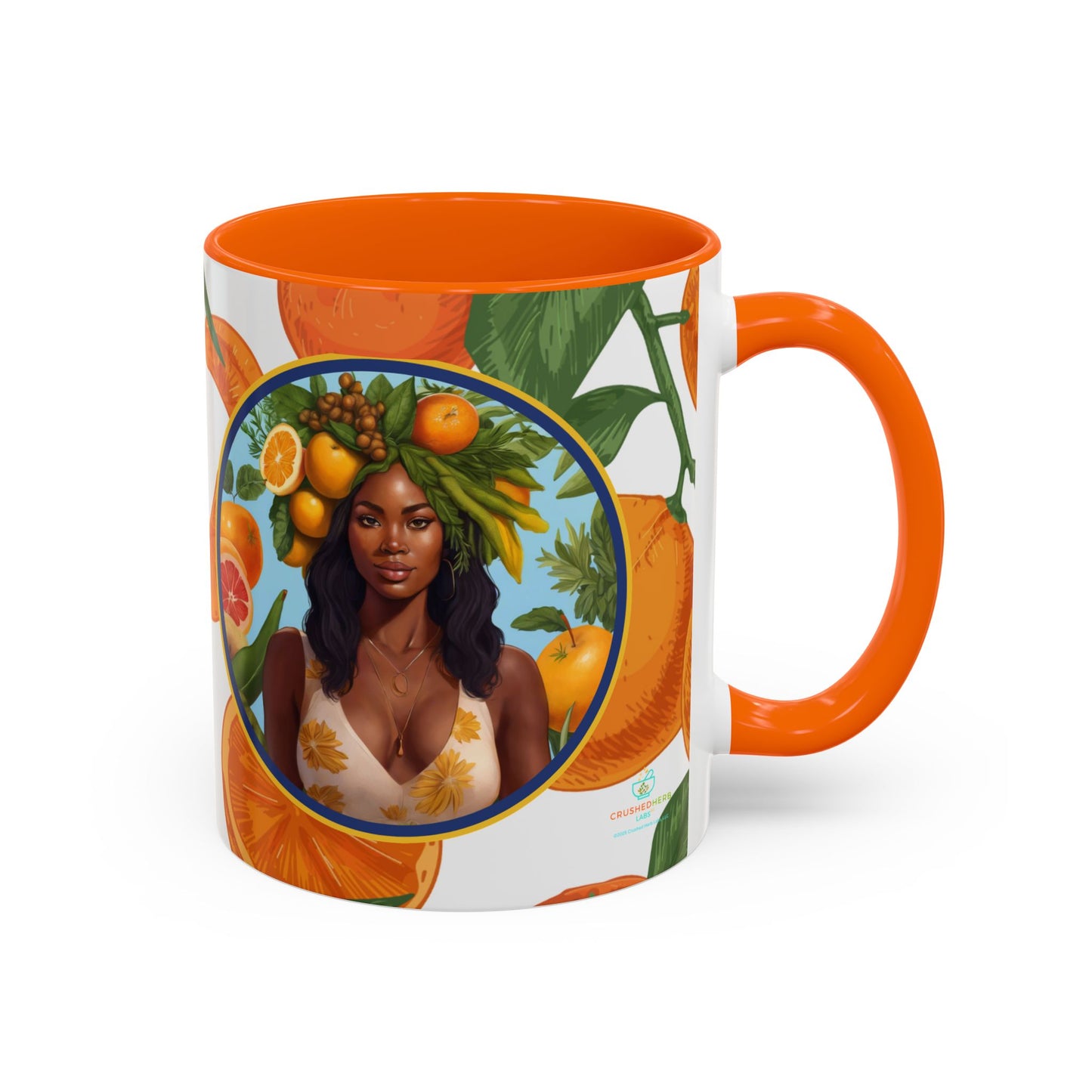 100% Organic Orange Plant Garden Vegan Ceramic Plant Mug with Black woman (11oz) 8 Color Combos