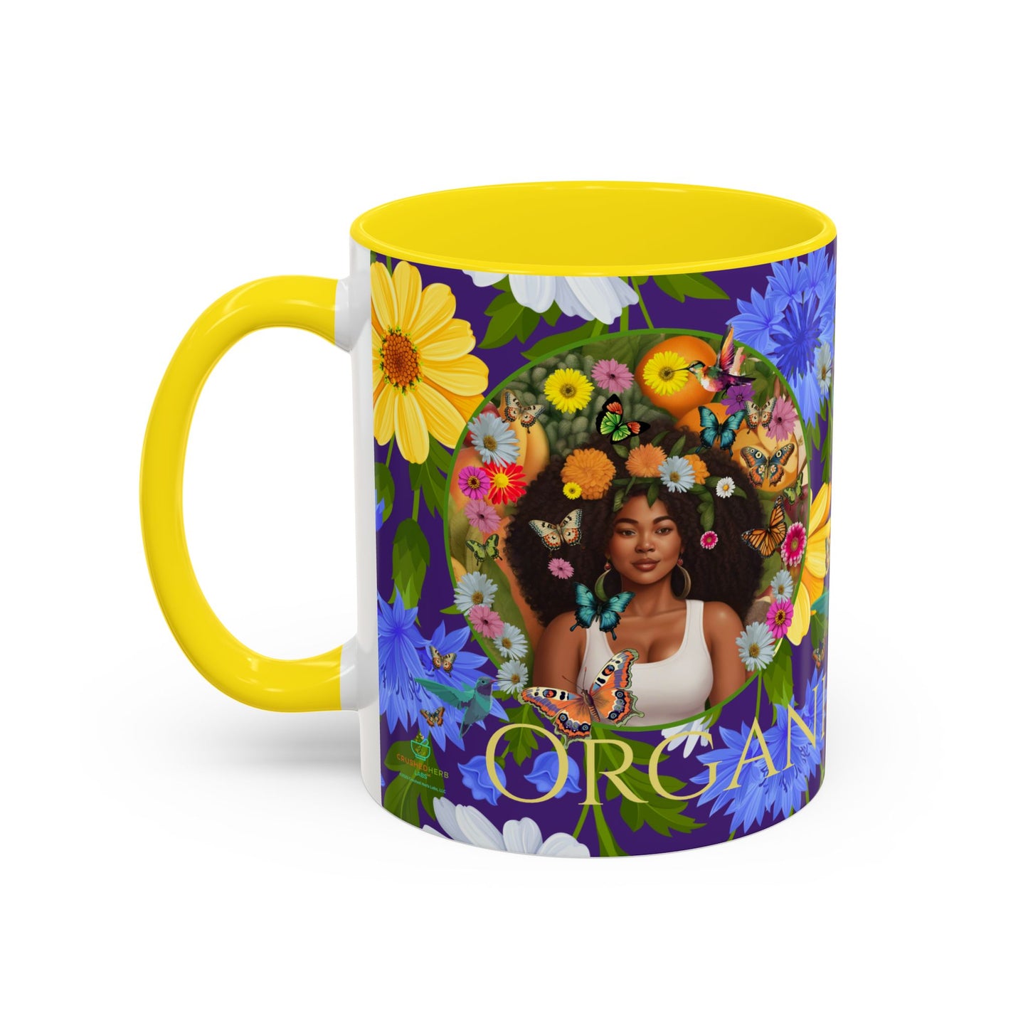 100% Organic Blue Gwen Plant Garden Vegan Ceramic Plant Mug with (11 or 15 oz) 8 Color Combos