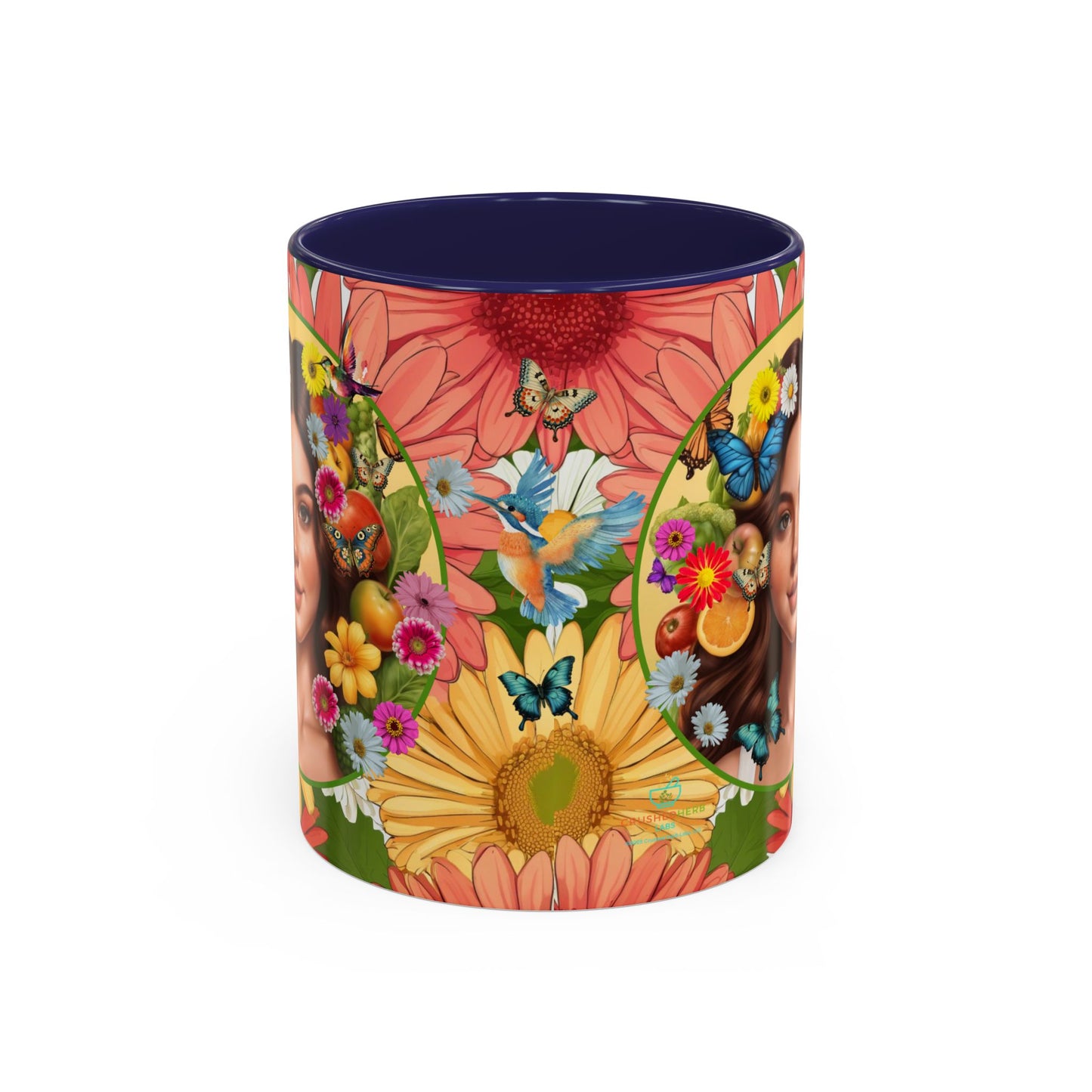 100% Organic Gerber Joy3 Plant Garden Vegan Ceramic Plant Mug with Woman (11oz) 8 Color Combos