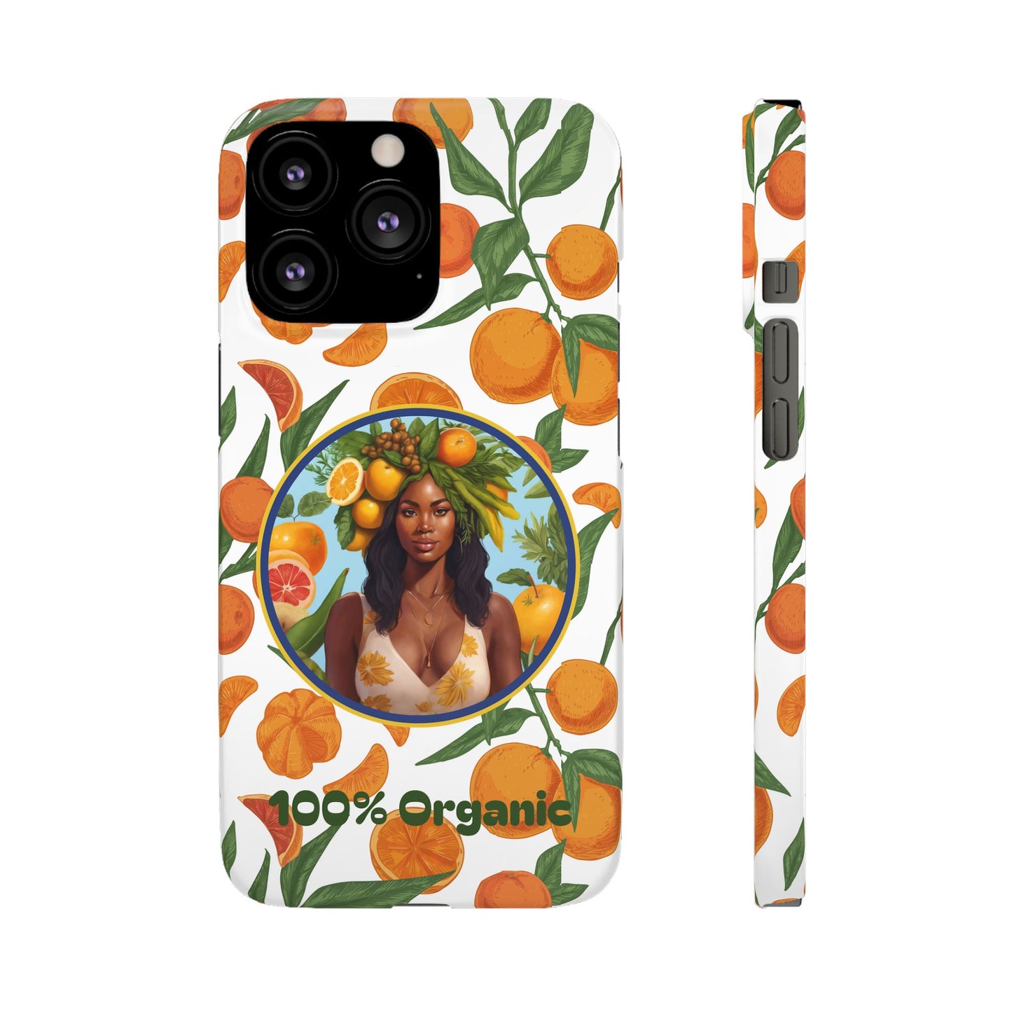 100% Organic Orange Plant Garden Snap Phone Case with Black Woman, Veggie Chic for Androids and iPhone models