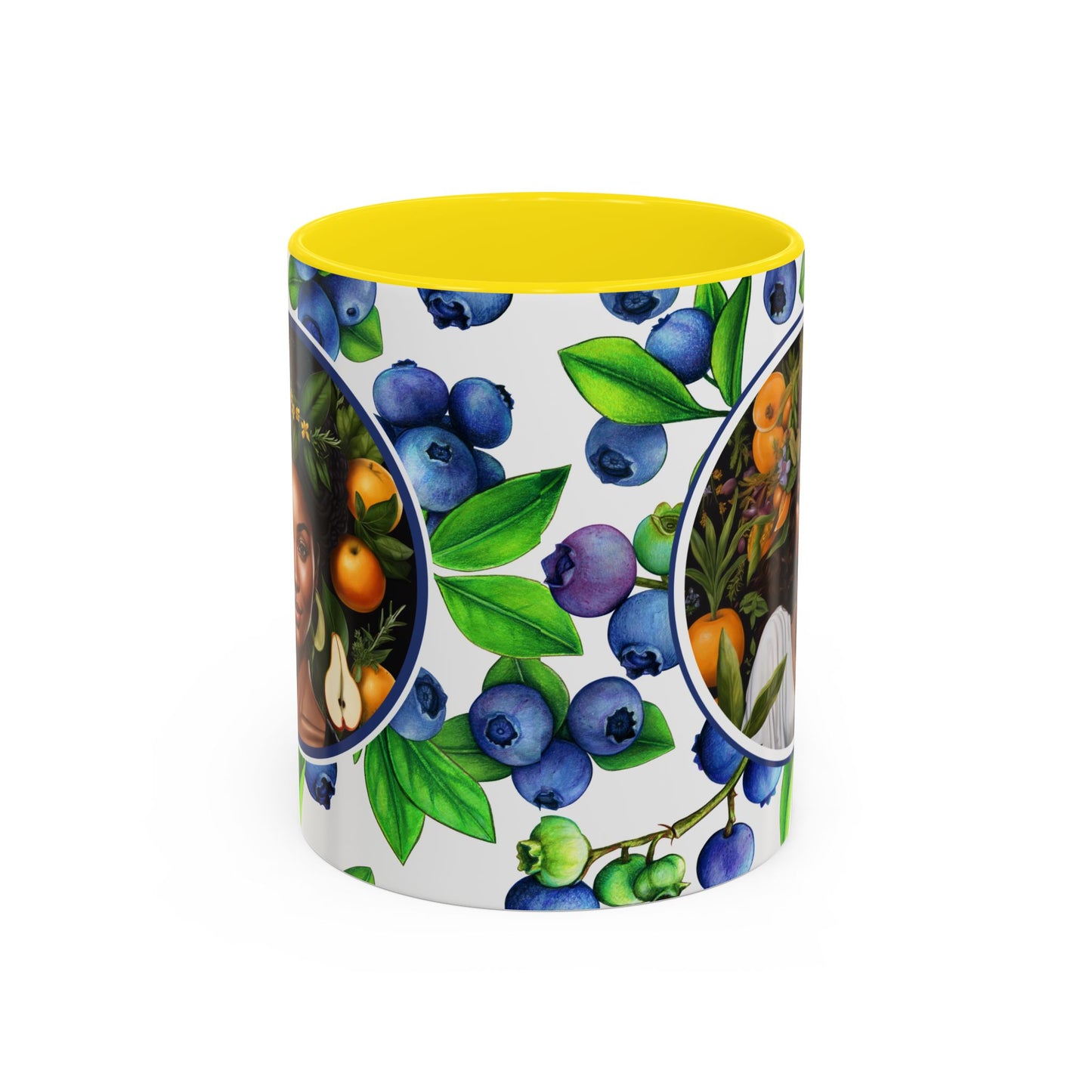 Organically Me Blueberry Plant Garden Vegan Ceramic Plant Mug with Black woman (11oz) 8 Color Combos