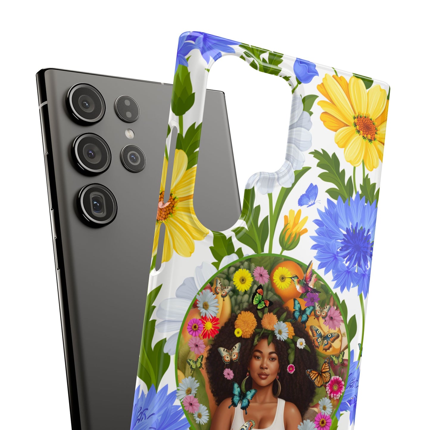 100% Organic Purple Plant Garden Snap Phone Case with Black Woman, for iPhone and Android