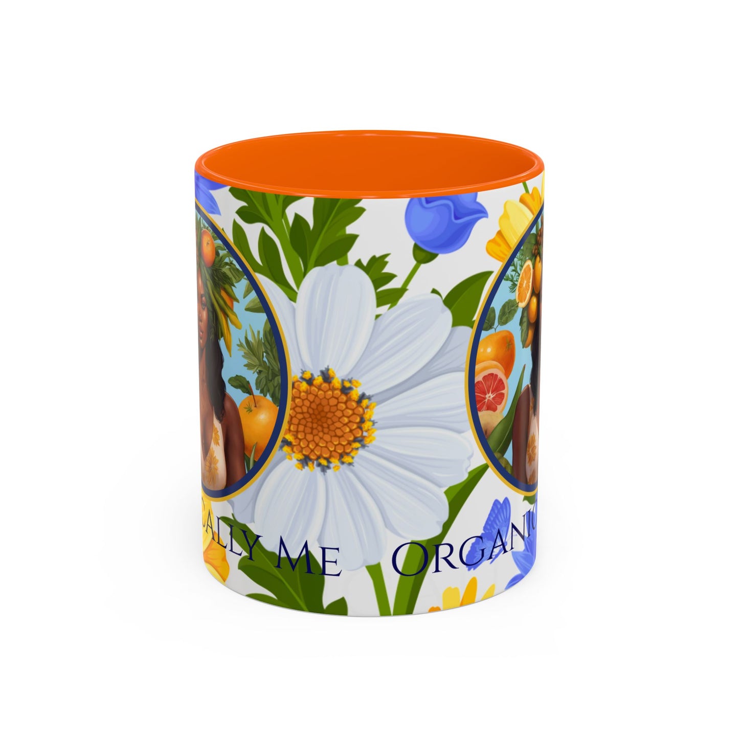 Organically Me Blue & Yellow Daisy Joyce Plant Garden Vegan Ceramic Plant Mug with Black woman (11oz) 8 Color Combos