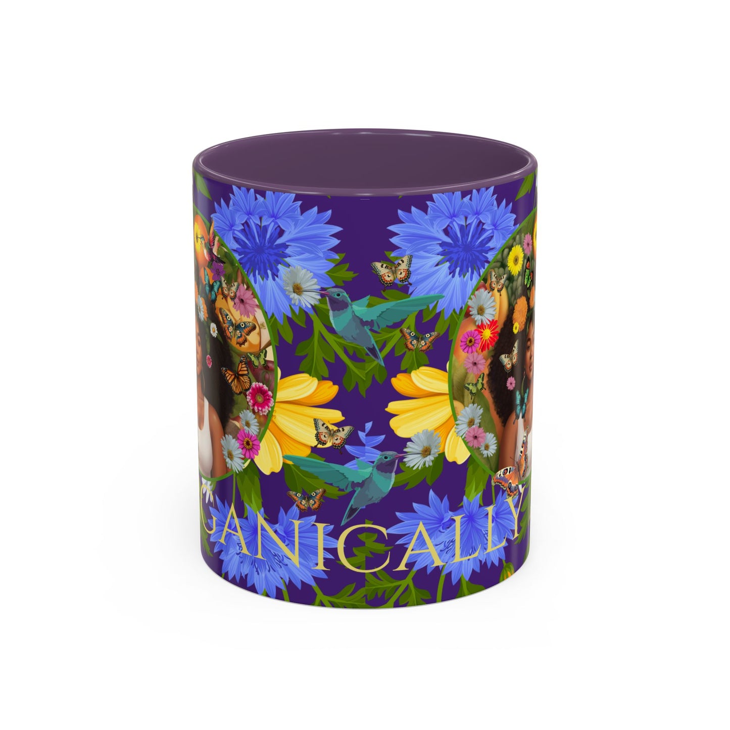 100% Organic Blue Gwen Plant Garden Vegan Ceramic Plant Mug with (11 or 15 oz) 8 Color Combos