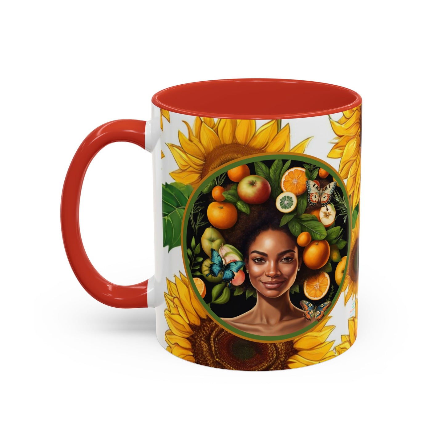 Organically Me Sunflower Plant Garden Vegan Ceramic Plant Mug with Black woman (11oz) 8 Color Combos
