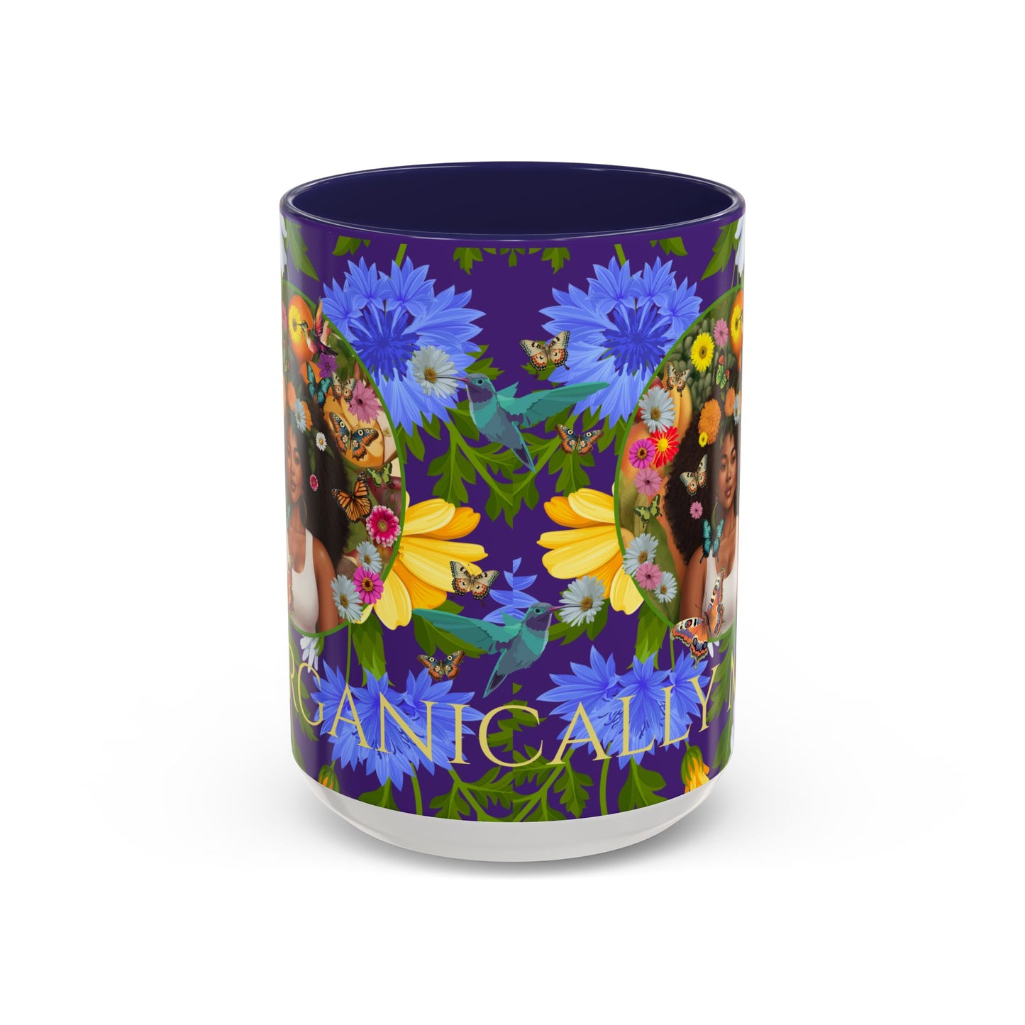 100% Organic Blue Gwen Plant Garden Vegan Ceramic Plant Mug with (11 or 15 oz) 8 Color Combos