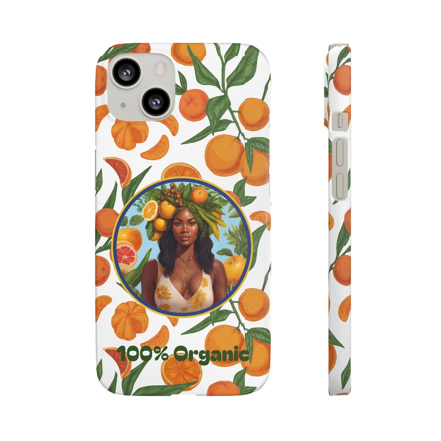 100% Organic Orange Plant Garden Snap Phone Case with Black Woman, Veggie Chic for Androids and iPhone models