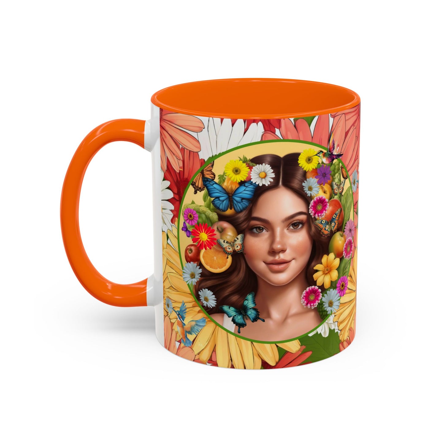 100% Organic Gerber Joy3 Plant Garden Vegan Ceramic Plant Mug with Woman (11oz) 8 Color Combos