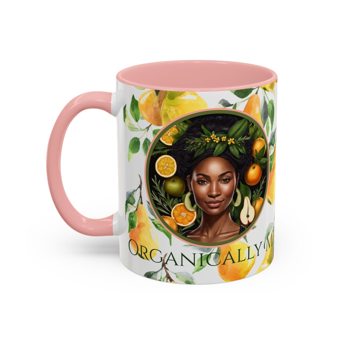 Organically Me Yellow Pear Plant Garden Vegan Ceramic Plant Mug with Black woman (11oz) 8 Color Combos