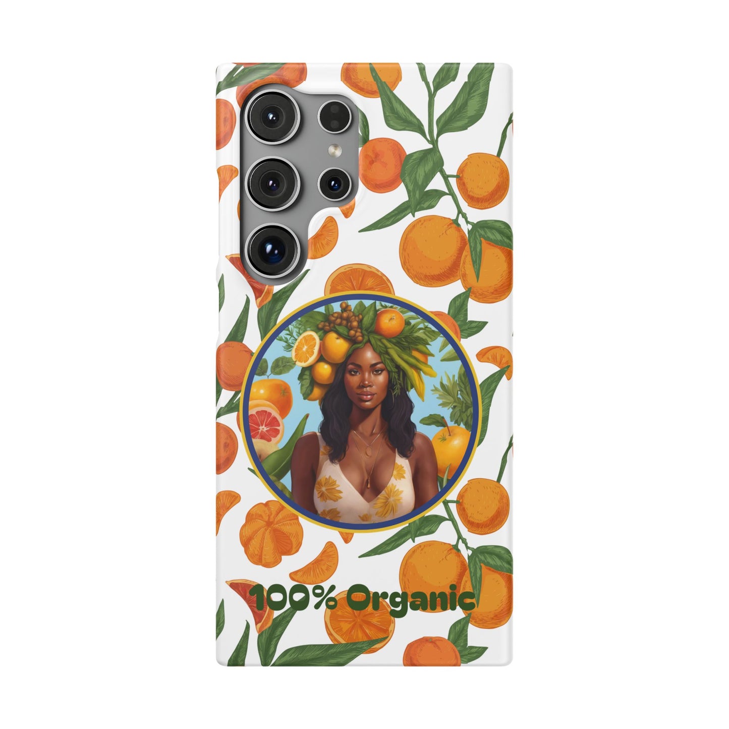 100% Organic Orange Plant Garden Snap Phone Case with Black Woman, Veggie Chic for Androids and iPhone models