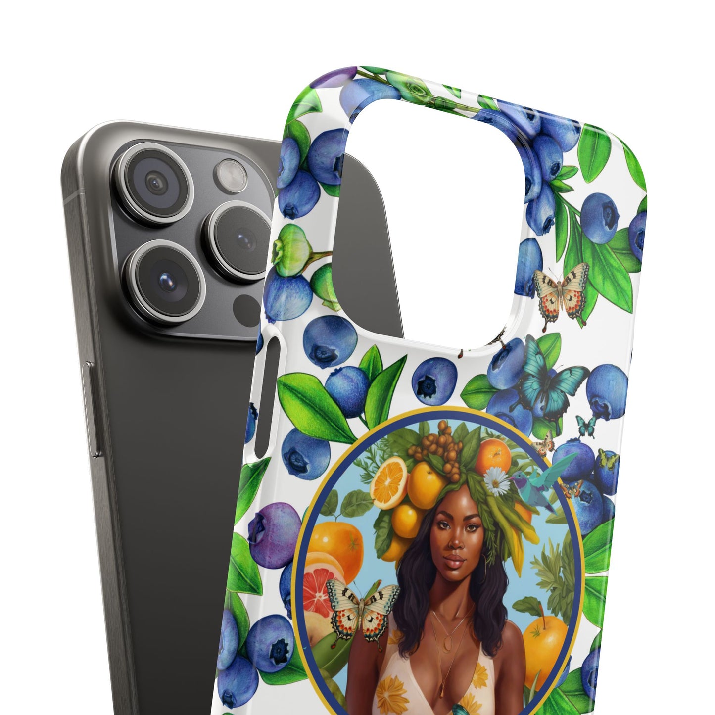 Organically Me Blueberry Plant B Garden Snap Phone Case with Black Woman, for iPhone and Android