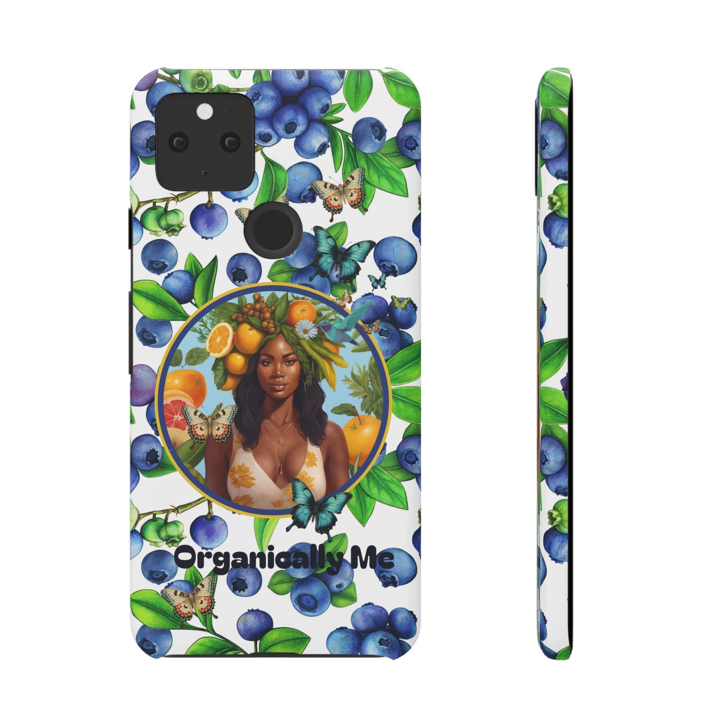Organically Me Blueberry Plant B Garden Snap Phone Case with Black Woman, for iPhone and Android