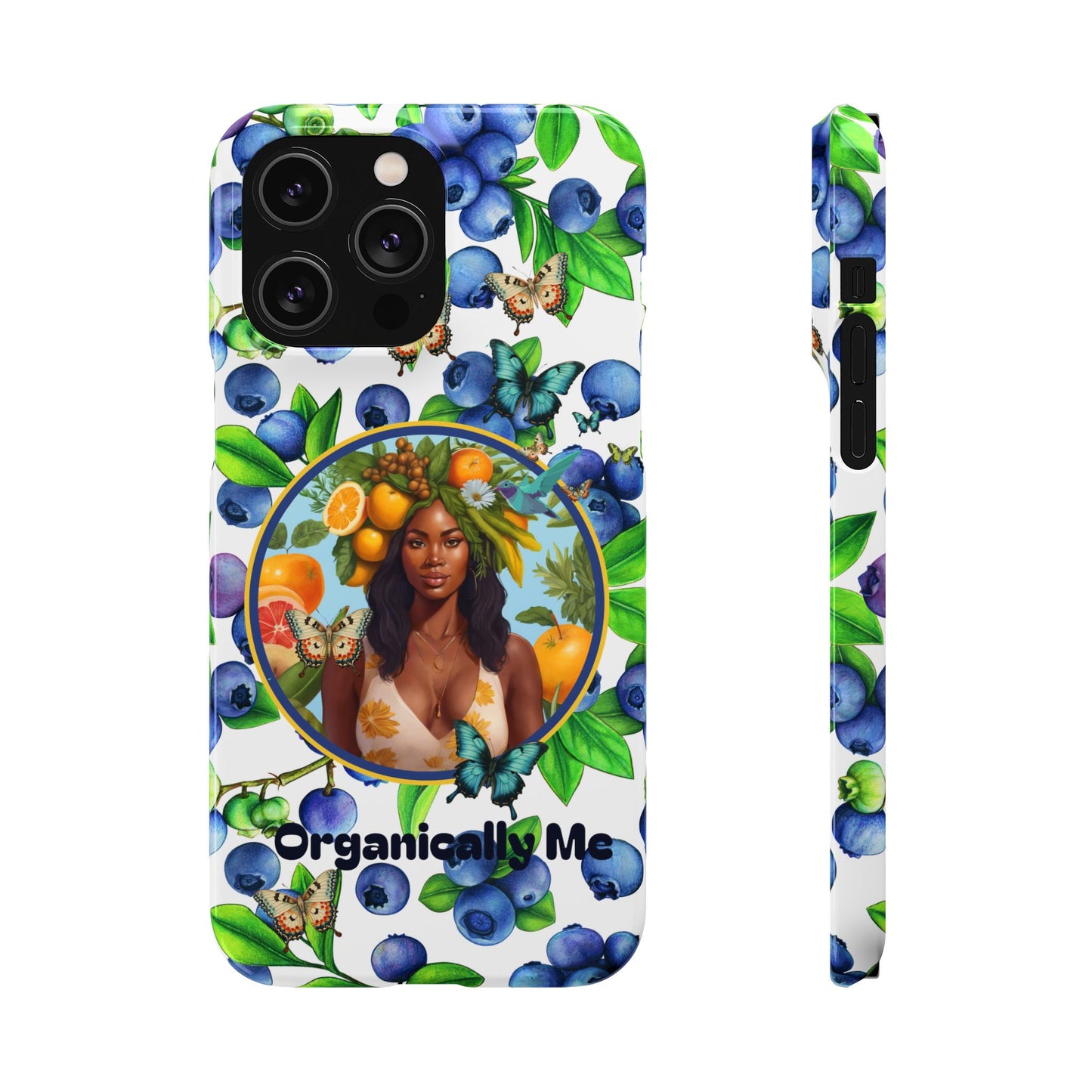 Organically Me Blueberry Plant B Garden Snap Phone Case with Black Woman, for iPhone and Android