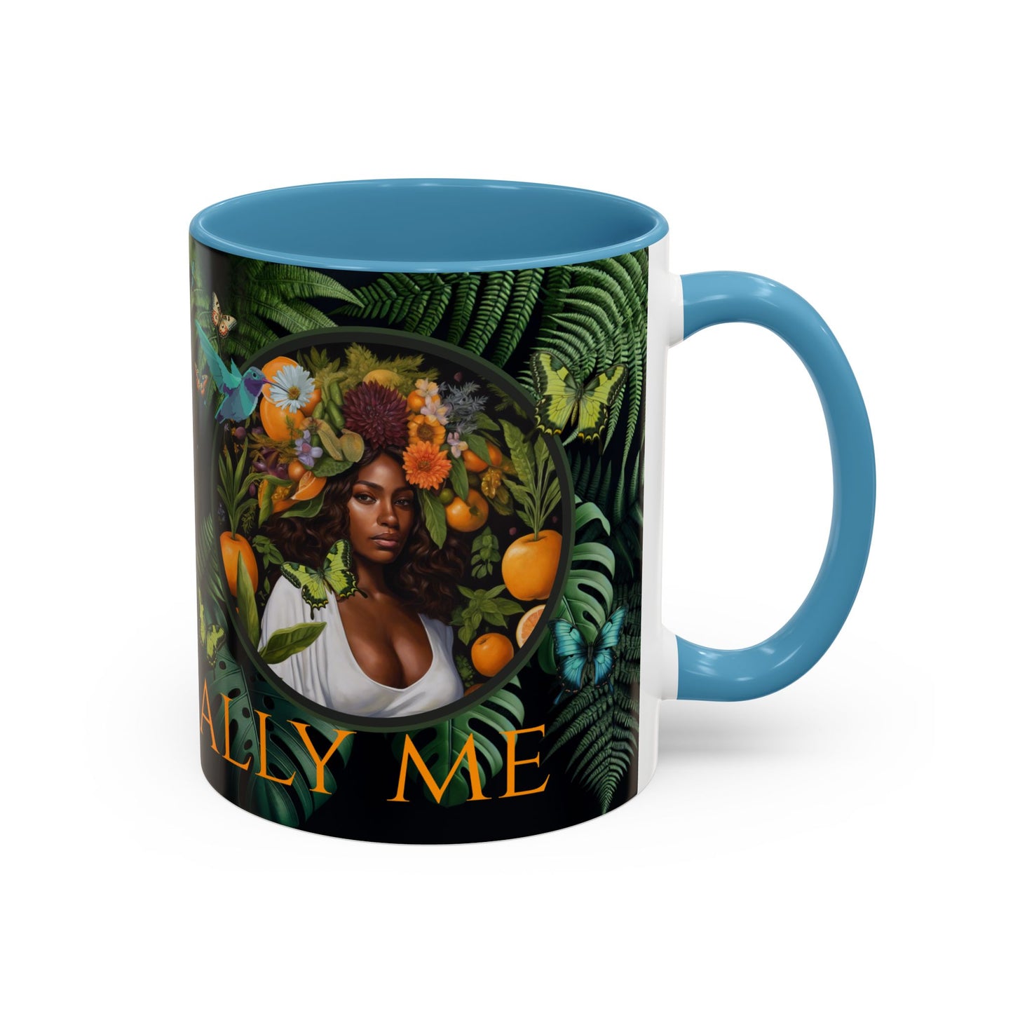 100% Organic A Fern Monstera Plant Garden Vegan Ceramic Plant Mug with Black woman (11oz) 8 Color Combos