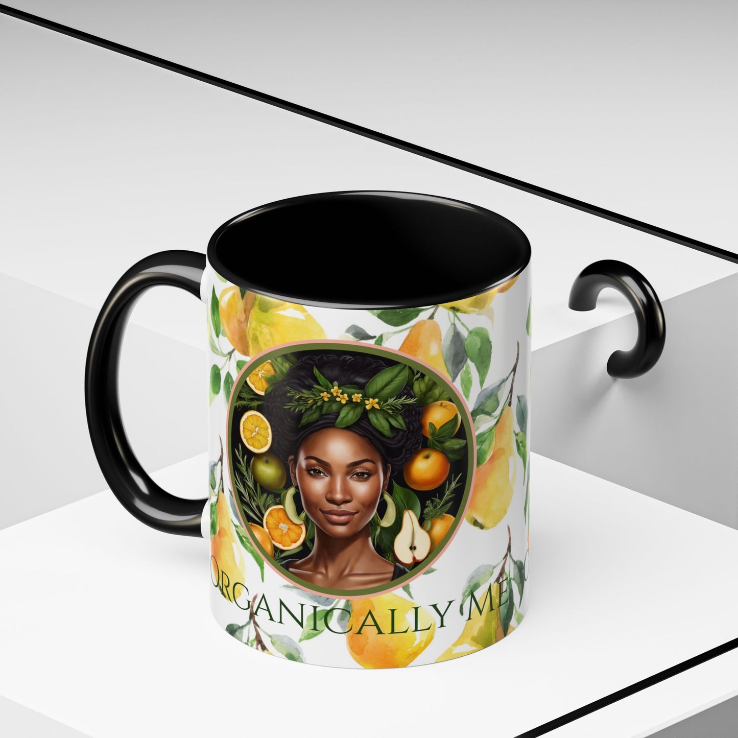Organically Me Yellow Pear Plant Garden Vegan Ceramic Plant Mug with Black woman (11oz) 8 Color Combos