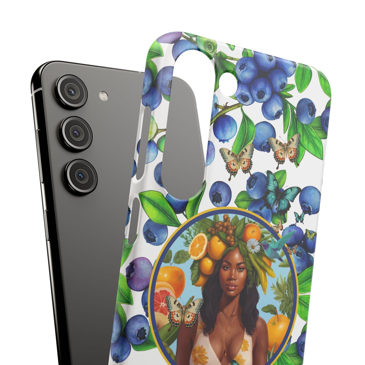 Organically Me Blueberry Plant B Garden Snap Phone Case with Black Woman, for iPhone and Android