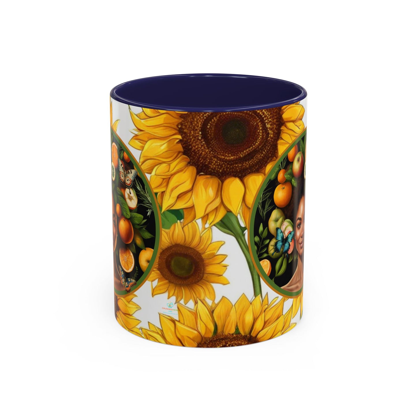 Organically Me Sunflower Plant Garden Vegan Ceramic Plant Mug with Black woman (11oz) 8 Color Combos