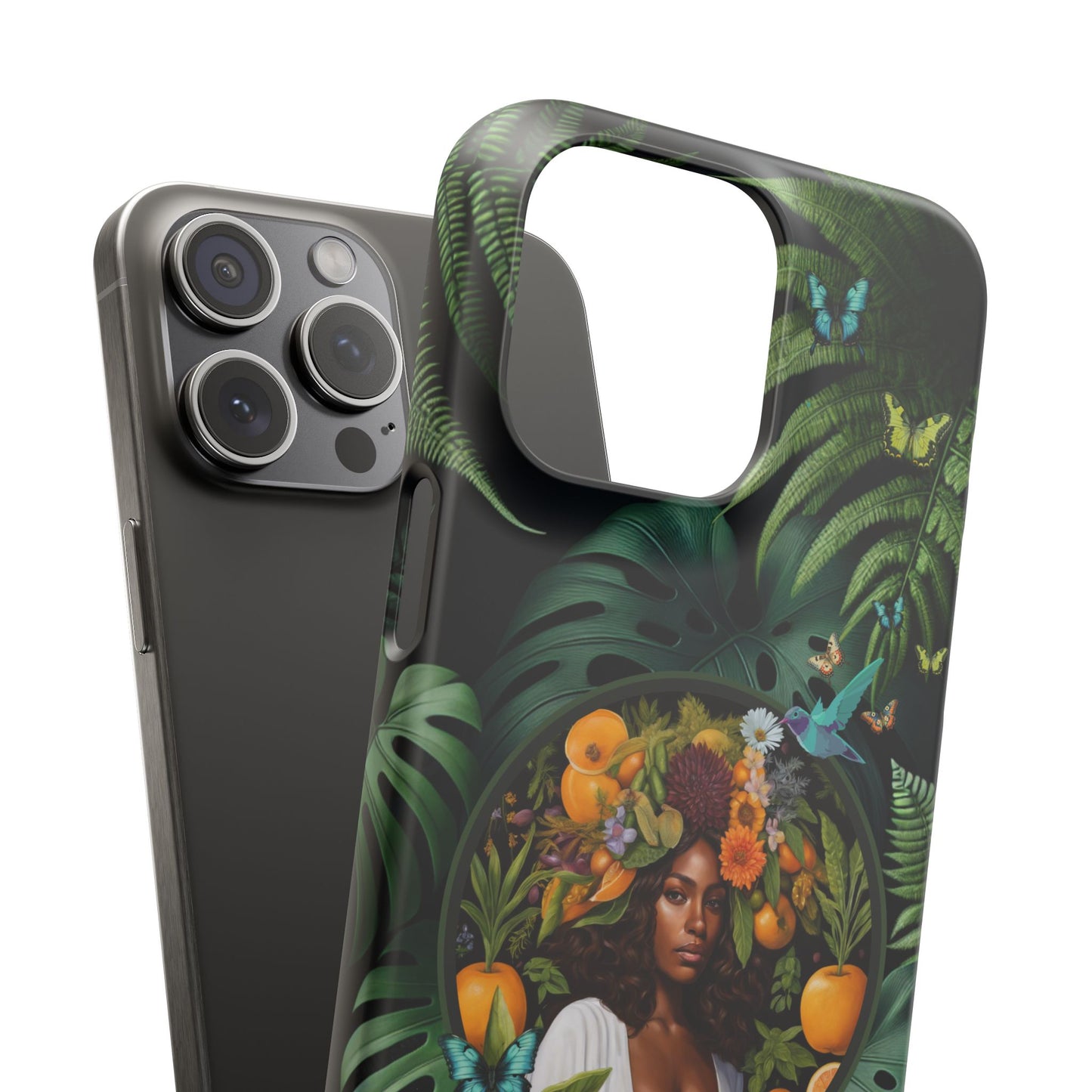 100% Organic A Fern Monstera Plant Garden Snap Phone Case with Black Woman, for iPhone and Android Models