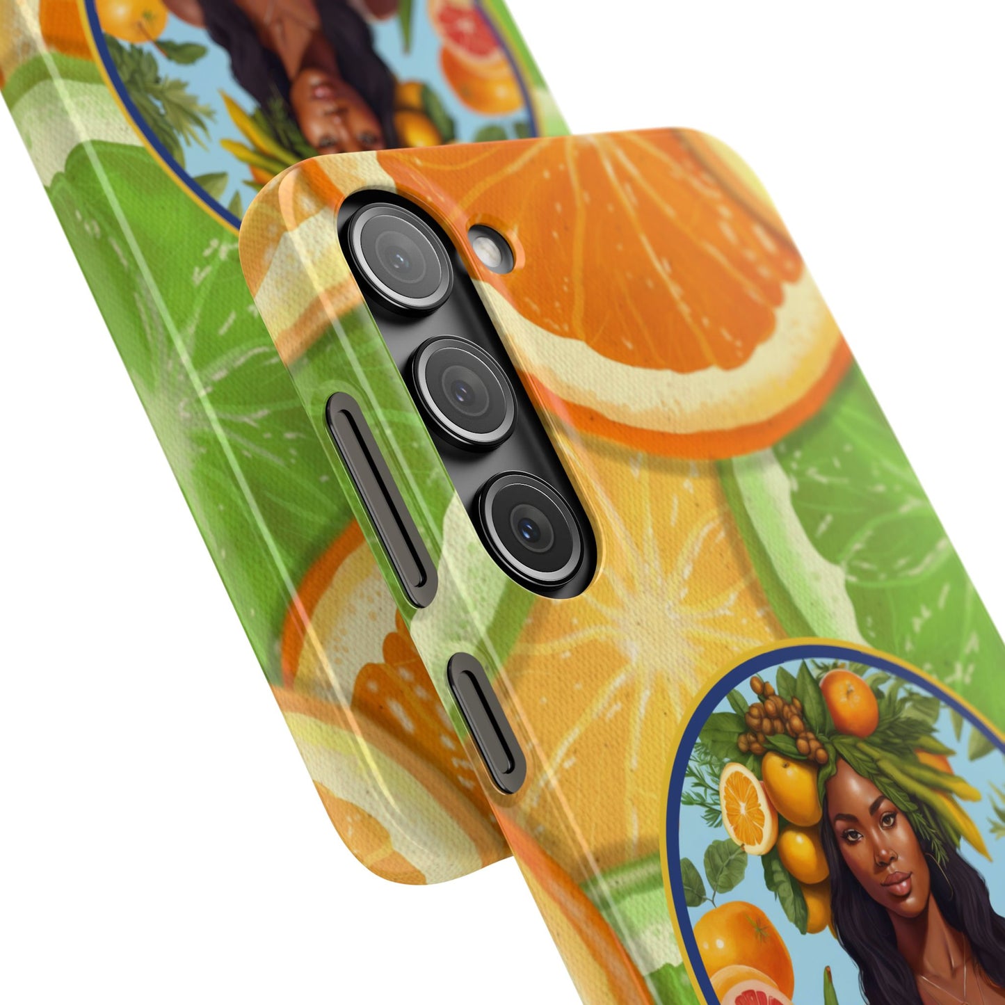 Organically Me Citrus Fruits Garden Snap Phone Case with Black Woman, Veggie Chic for Androids and iPhone models