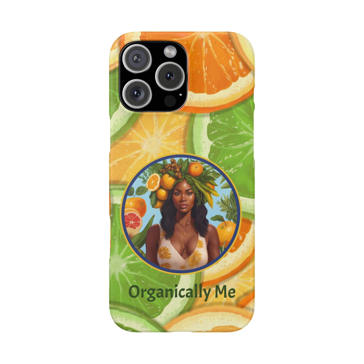 Organically Me Citrus Fruits Garden Snap Phone Case with Black Woman, Veggie Chic for Androids and iPhone models
