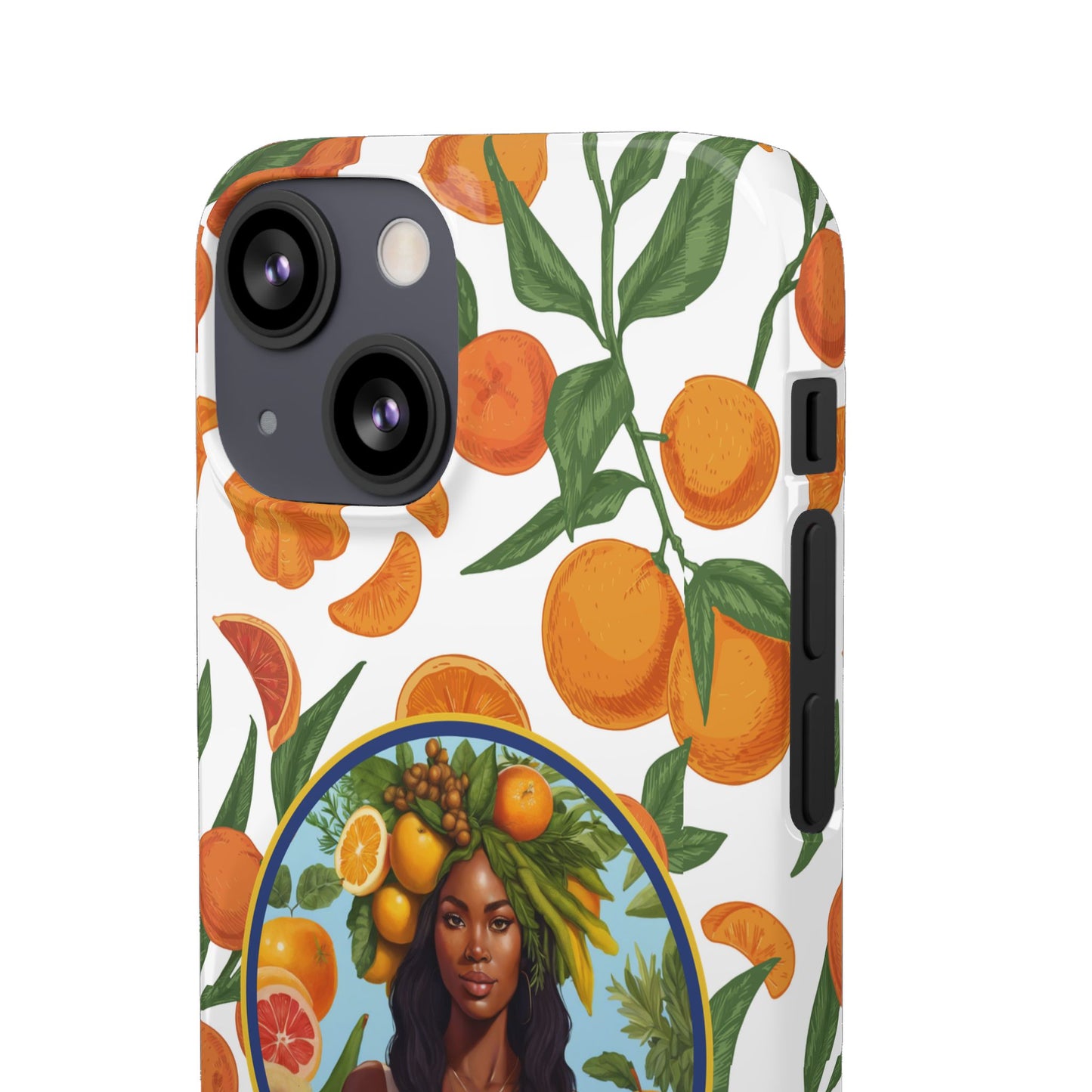 100% Organic Orange Plant Garden Snap Phone Case with Black Woman, Veggie Chic for Androids and iPhone models