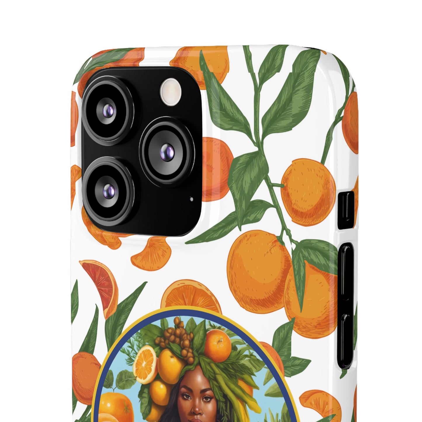 100% Organic Orange Plant Garden Snap Phone Case with Black Woman, Veggie Chic for Androids and iPhone models