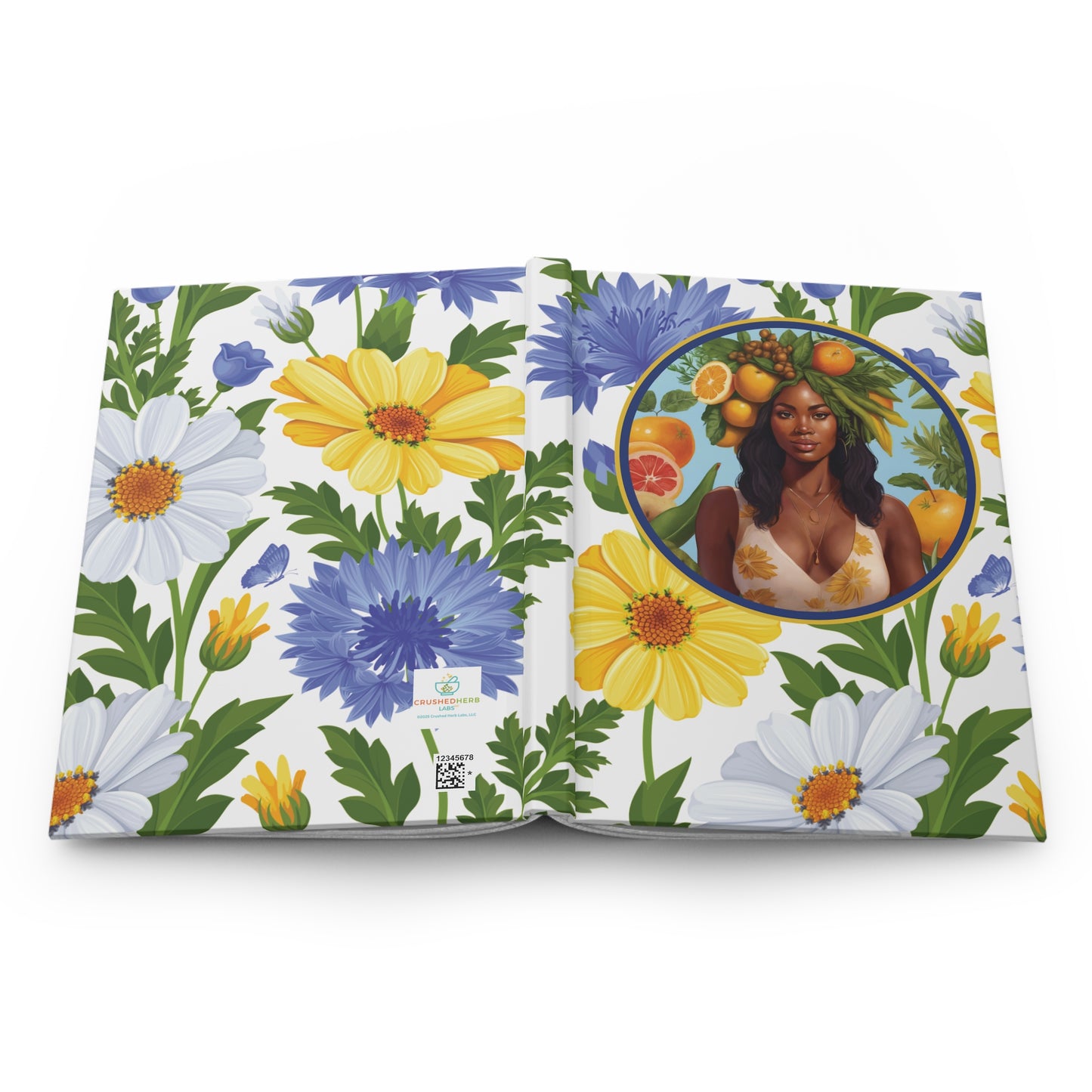 Organically Me Blue & Yellow Daisy Plant, Garden & Vegan Hardcover Journal, Able to be Personalized, 150 pages, Black women
